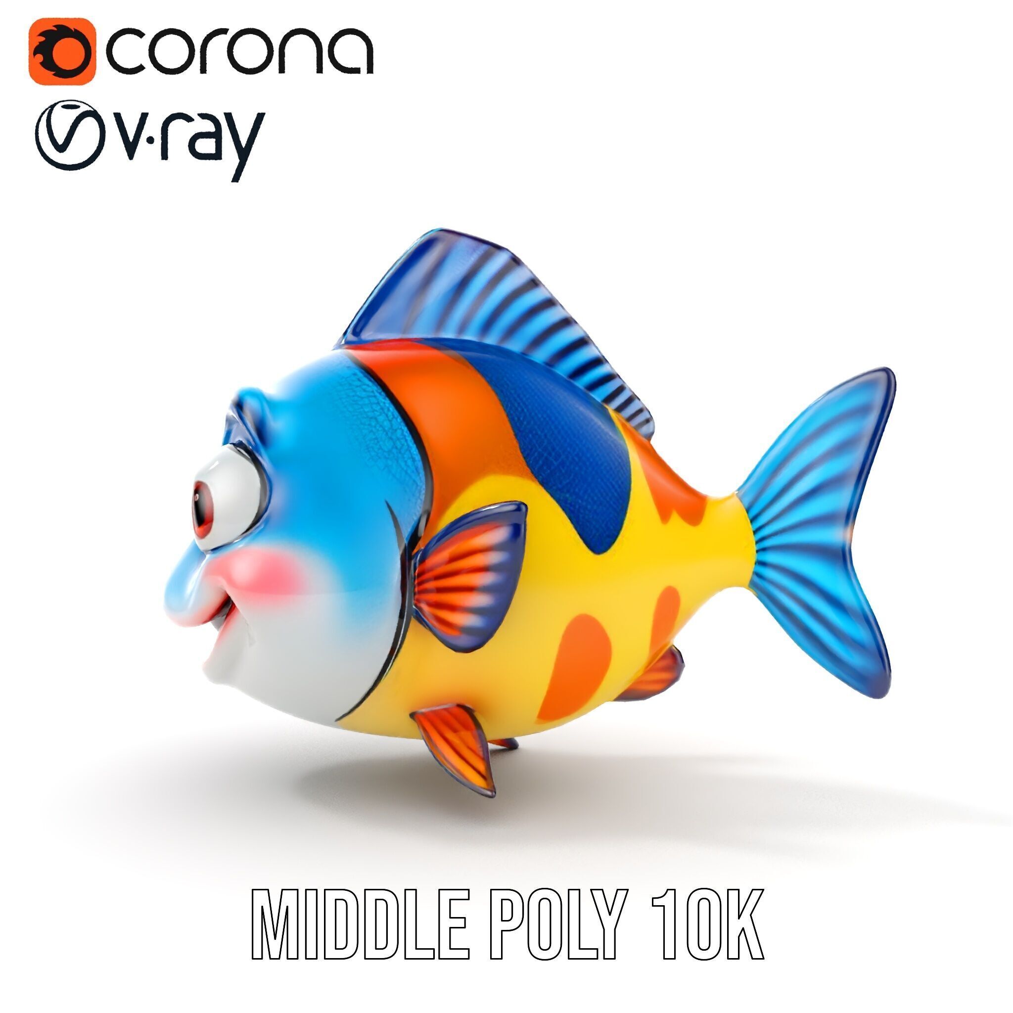 Cartoon Fish Character Model Pack Low-poly 3D model_6