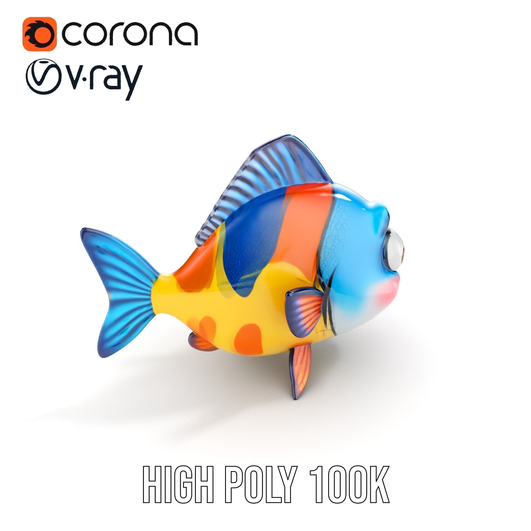 Cartoon Fish Character Model Pack Low-poly 3D model_19