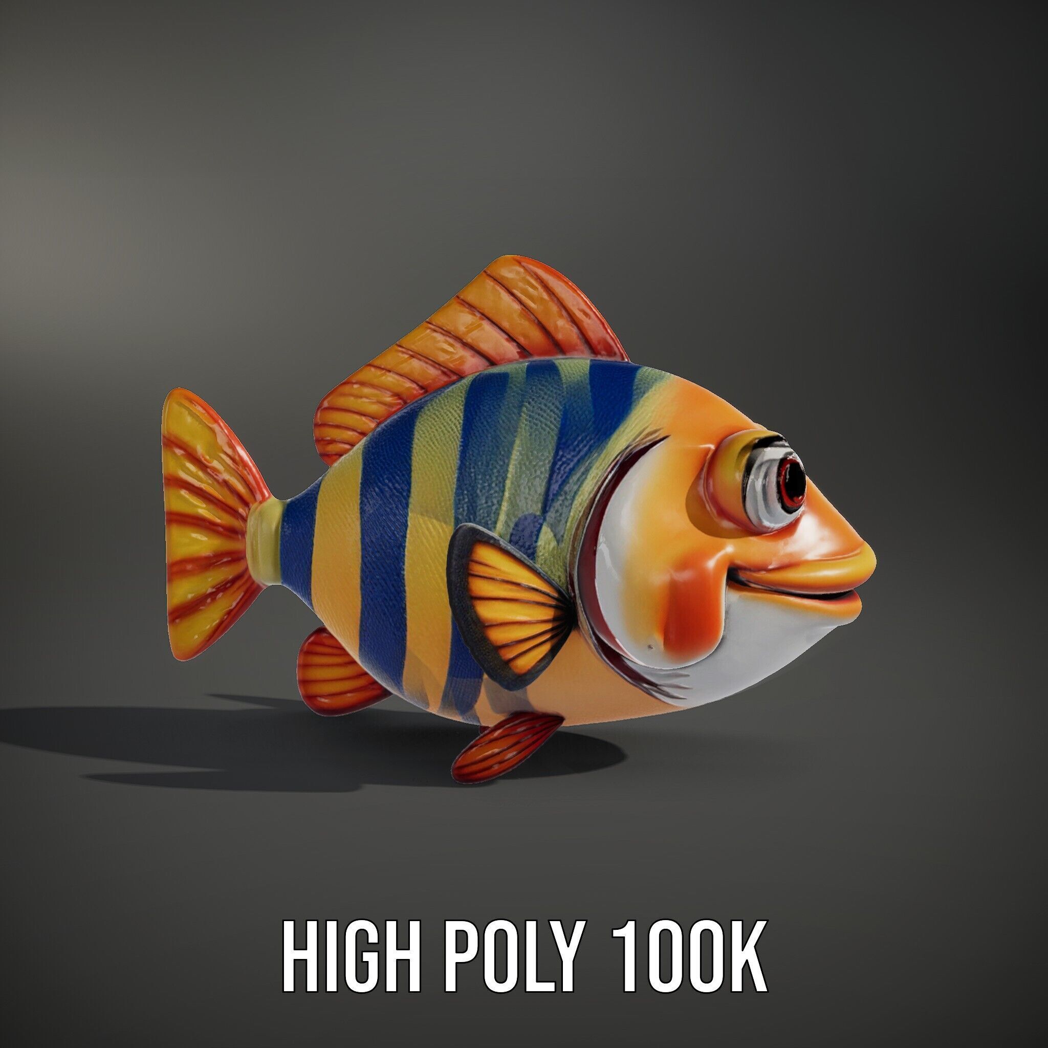 Cartoon Fish Model Pack with Vibrant Colors Low-poly 3D model_8