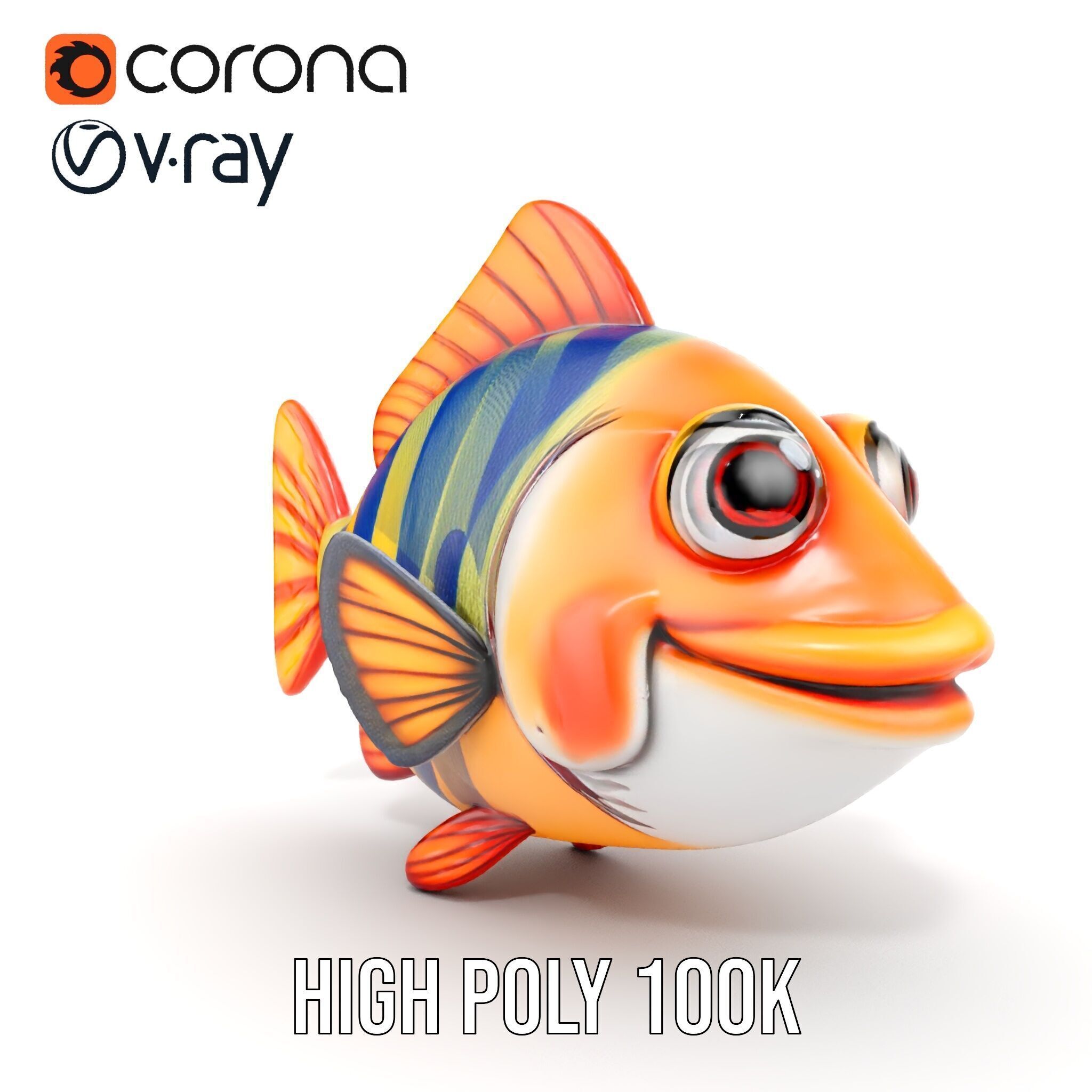 Cartoon Fish Model Pack with Vibrant Colors Low-poly 3D model_36