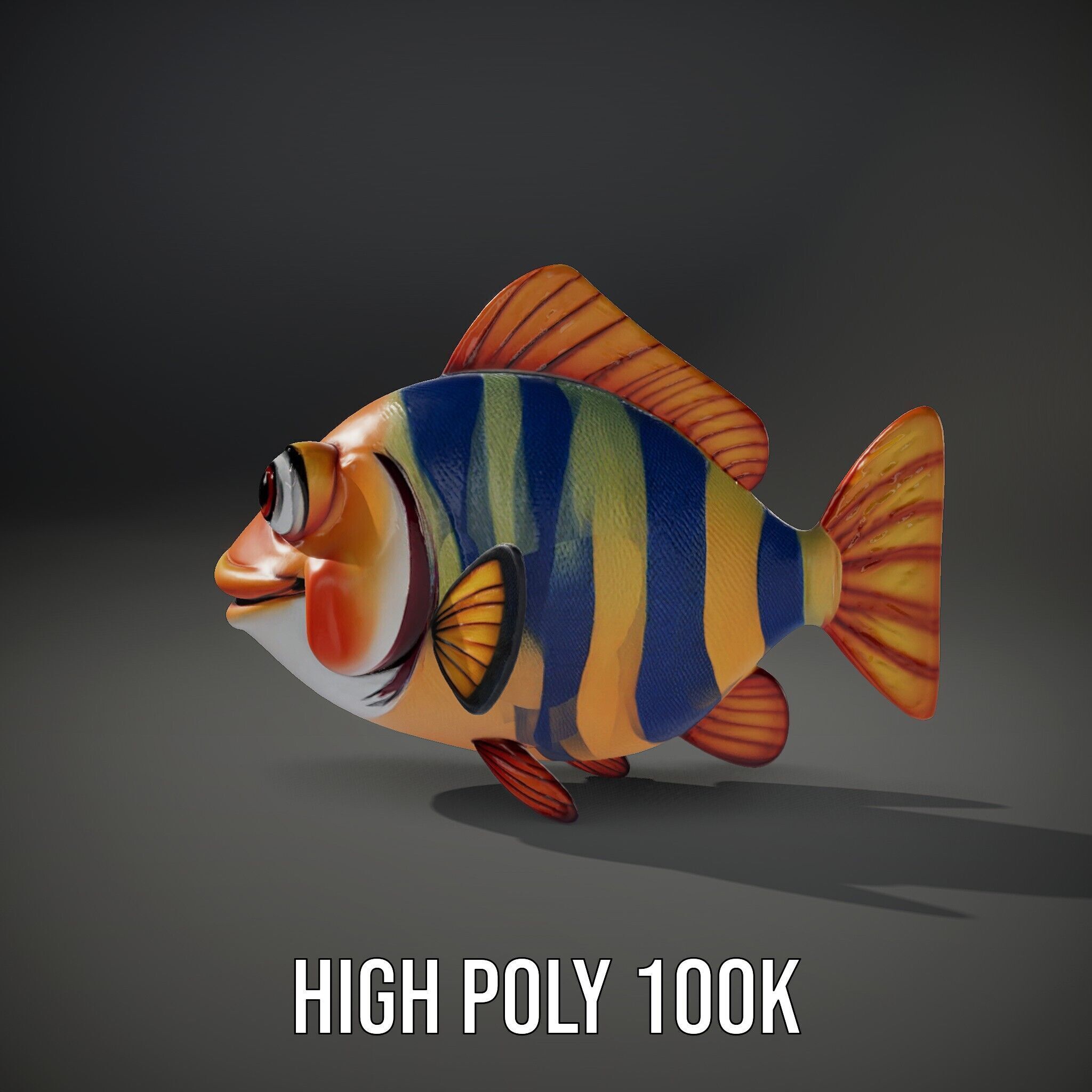 Cartoon Fish Model Pack with Vibrant Colors Low-poly 3D model_11