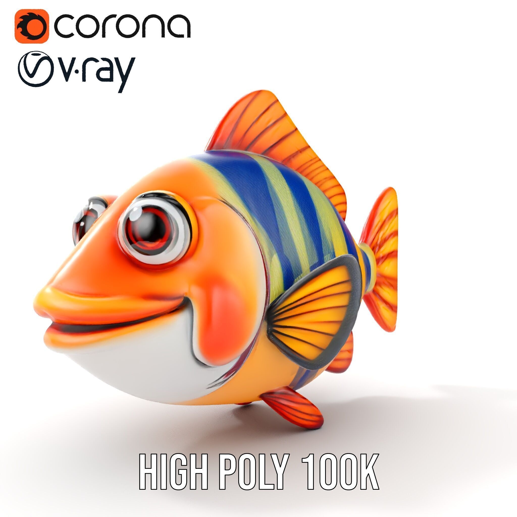 Cartoon Fish Model Pack with Vibrant Colors Low-poly 3D model_24