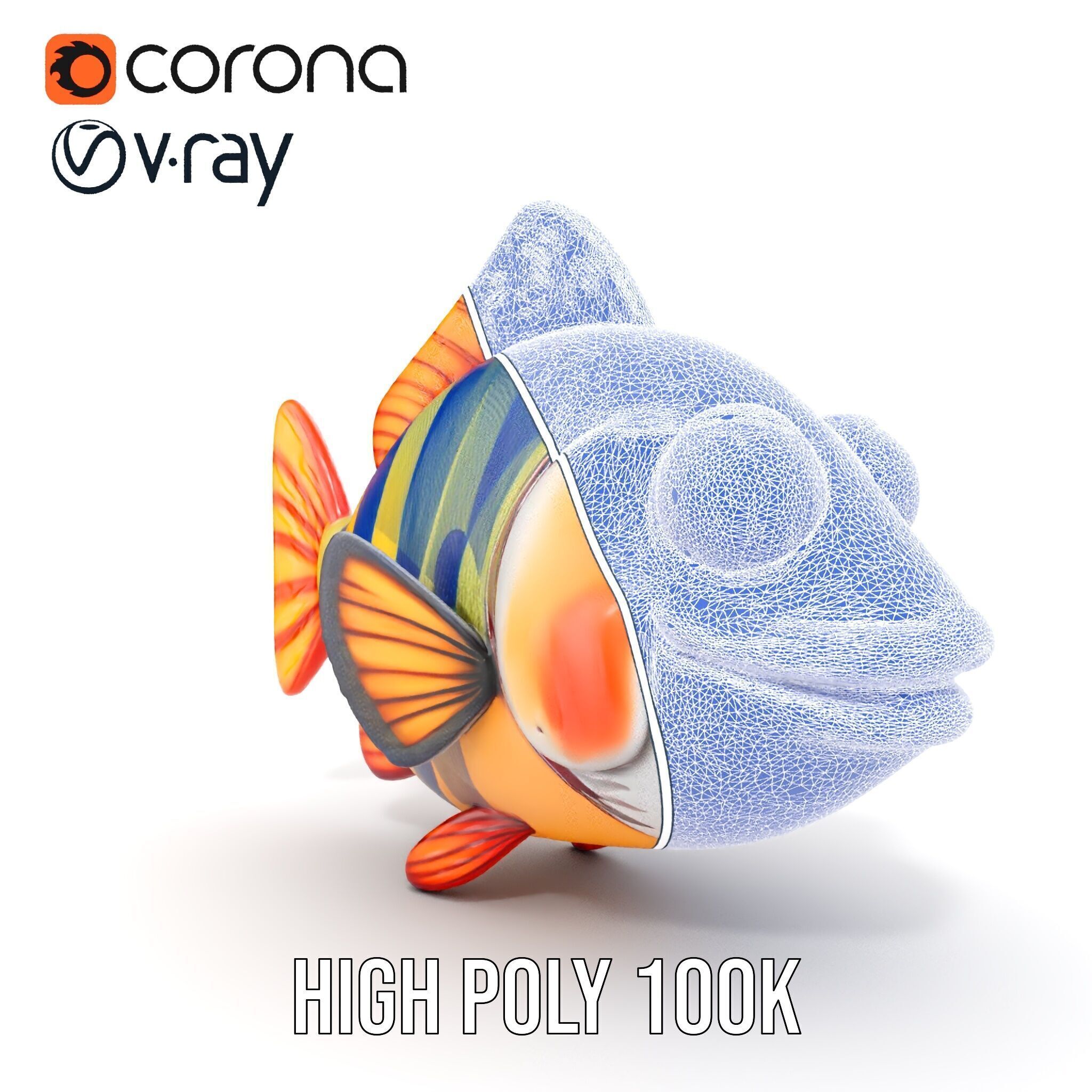 Cartoon Fish Model Pack with Vibrant Colors Low-poly 3D model_38