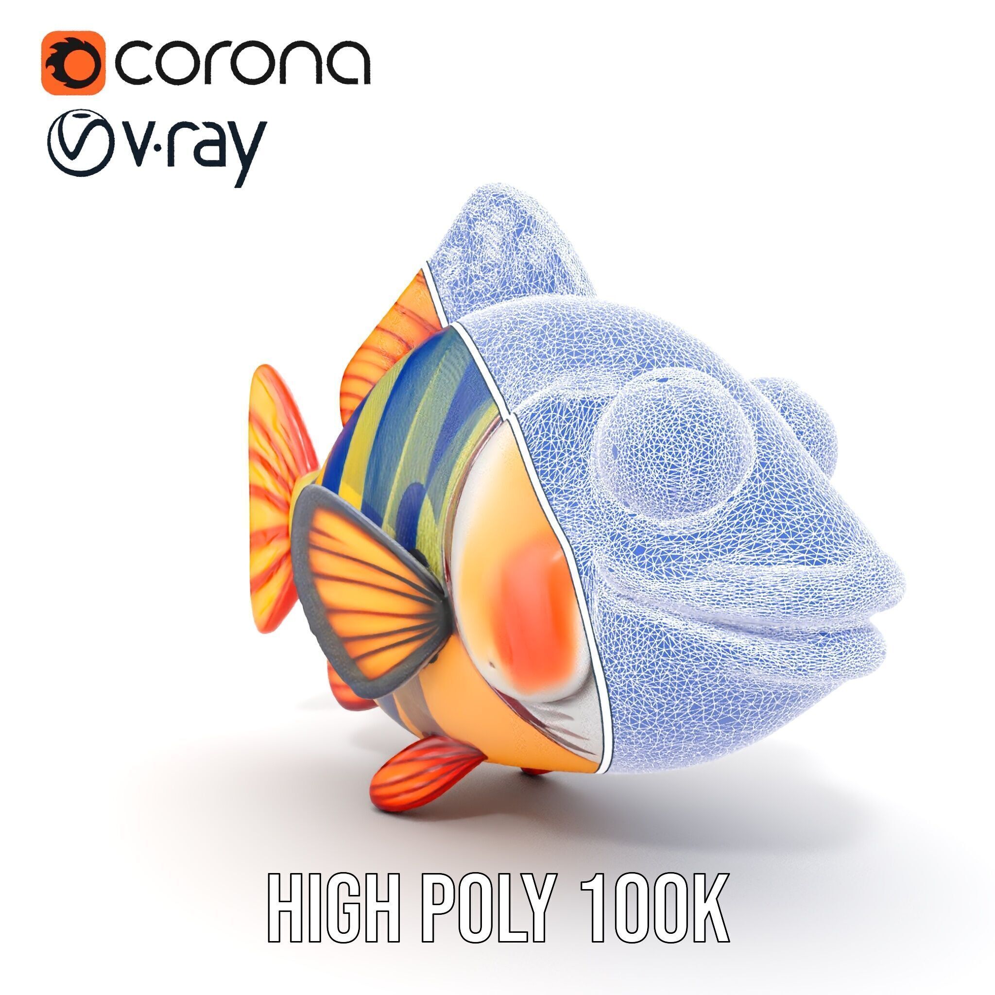 Cartoon Fish Model Pack with Vibrant Colors Low-poly 3D model_29