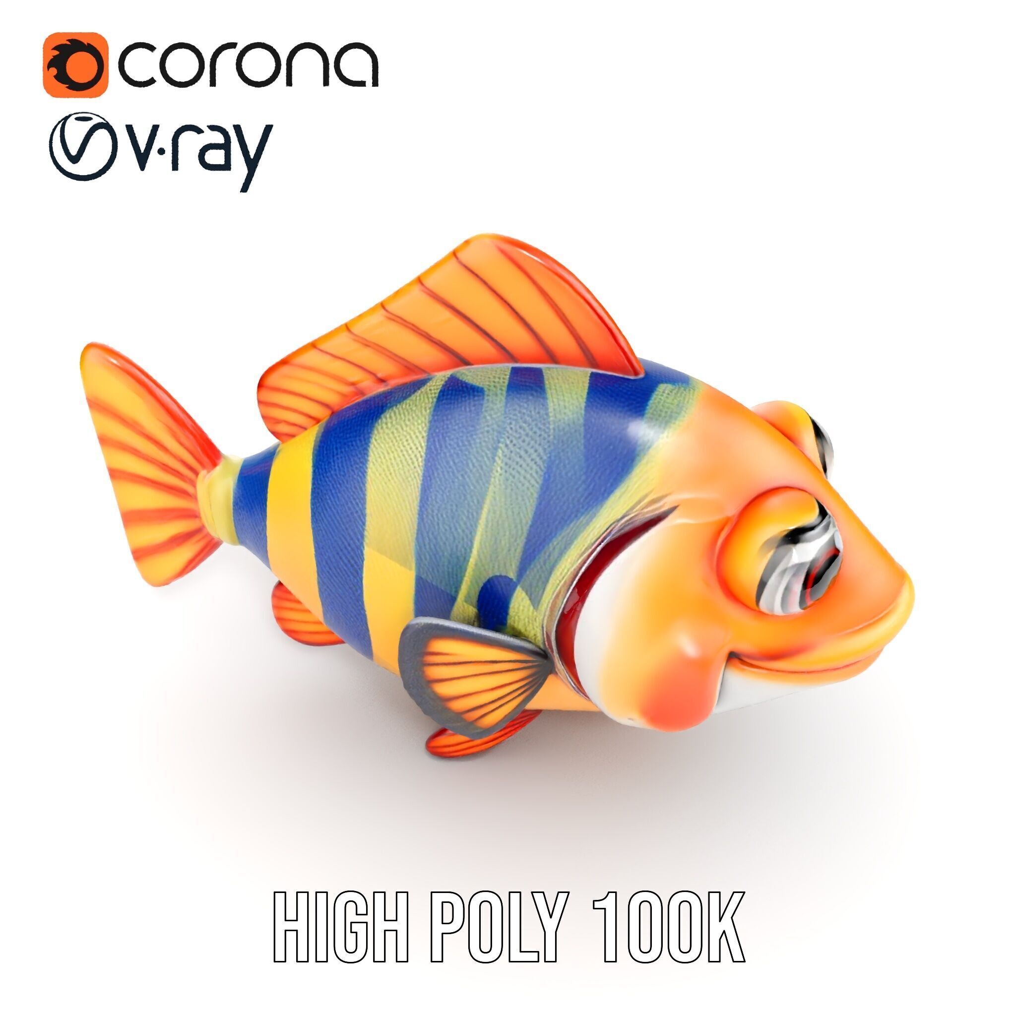 Cartoon Fish Model Pack with Vibrant Colors Low-poly 3D model_30