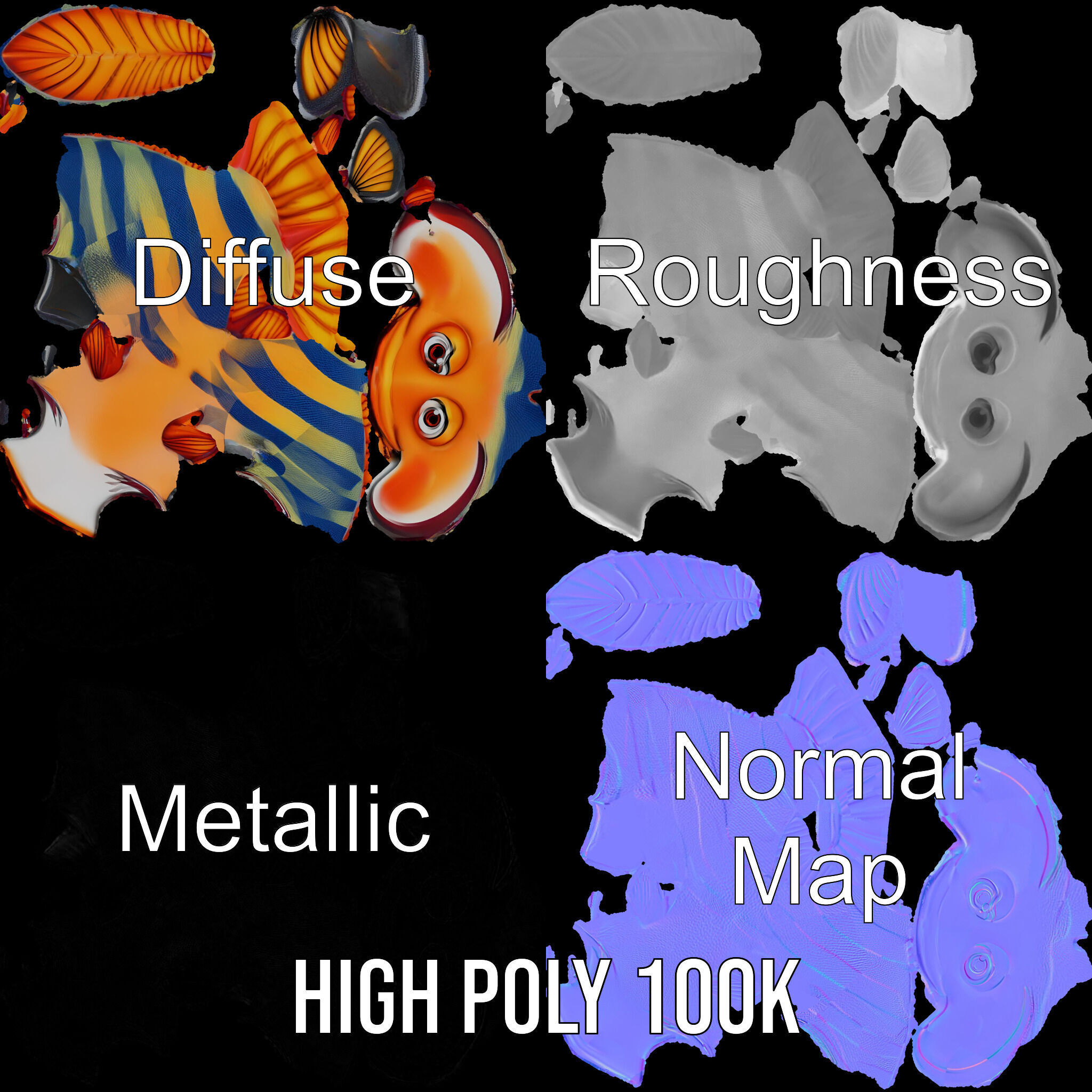 Cartoon Fish Model Pack with Vibrant Colors Low-poly 3D model_3