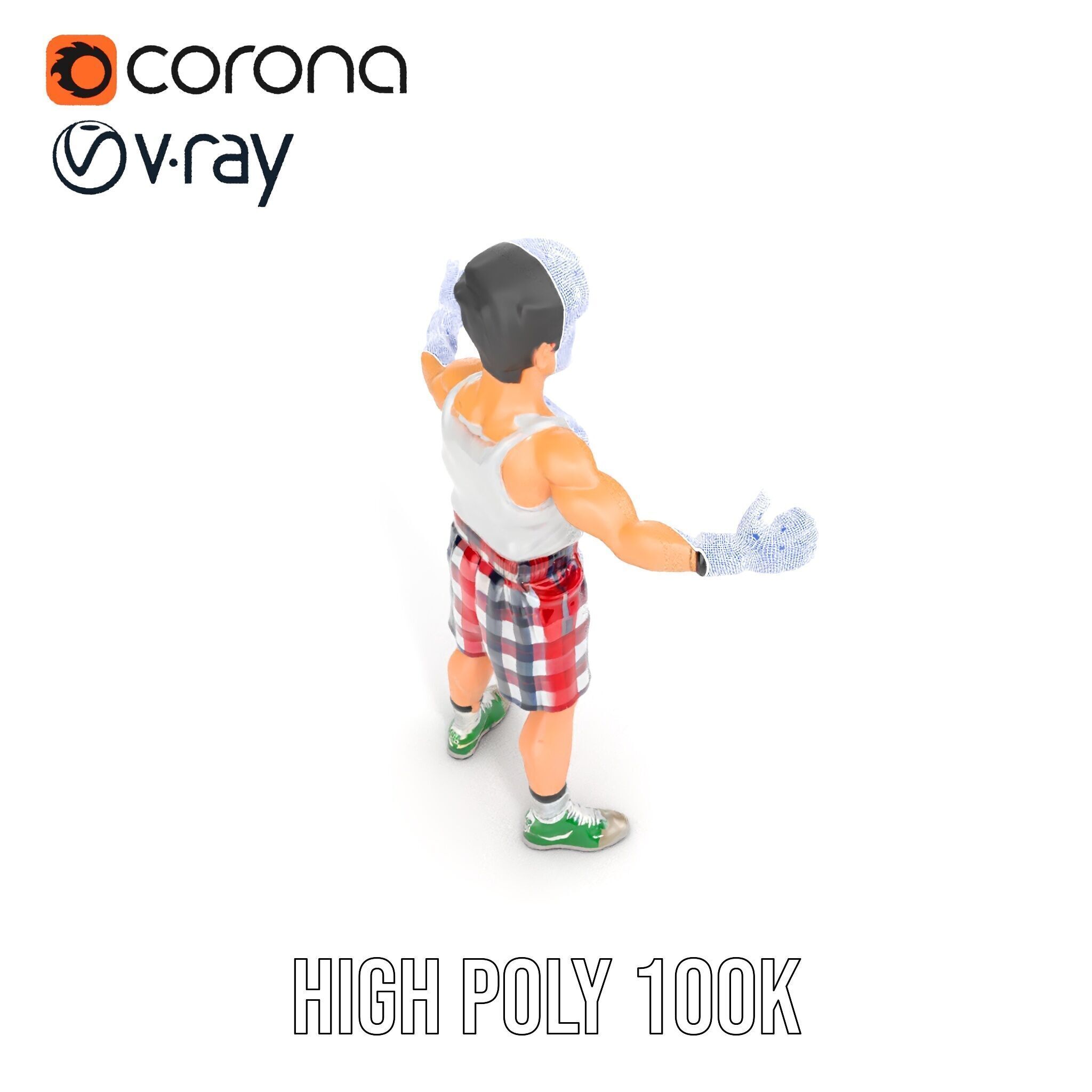 Young Athlete Character Model Rigged and Animated Low-poly 3D model_37