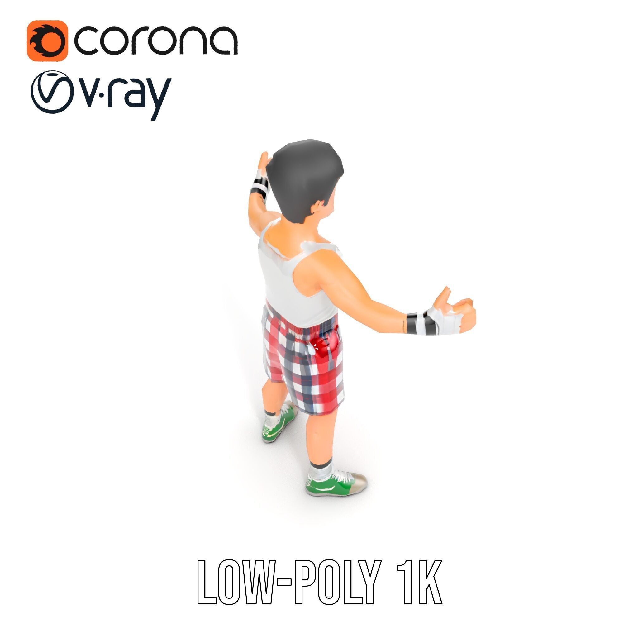 Young Athlete Character Model Rigged and Animated Low-poly 3D model_18