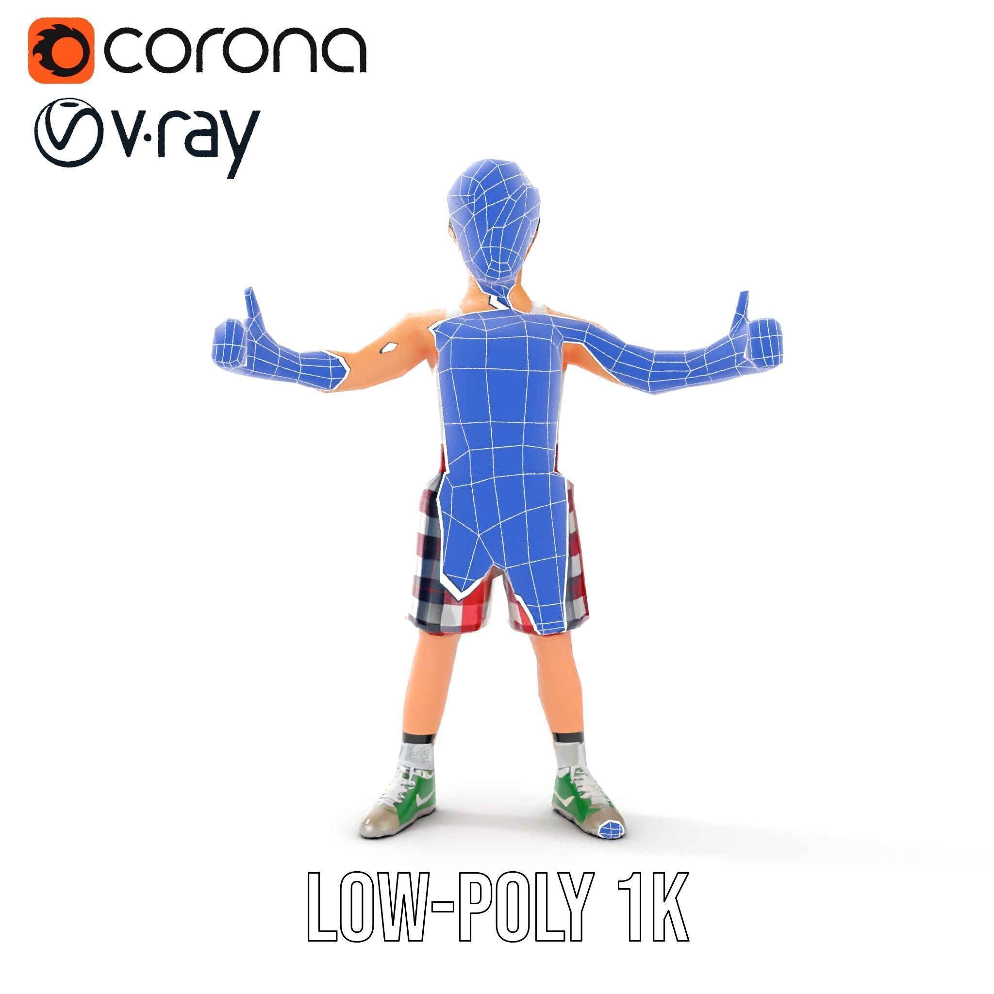 Young Athlete Character Model Rigged and Animated Low-poly 3D model_23