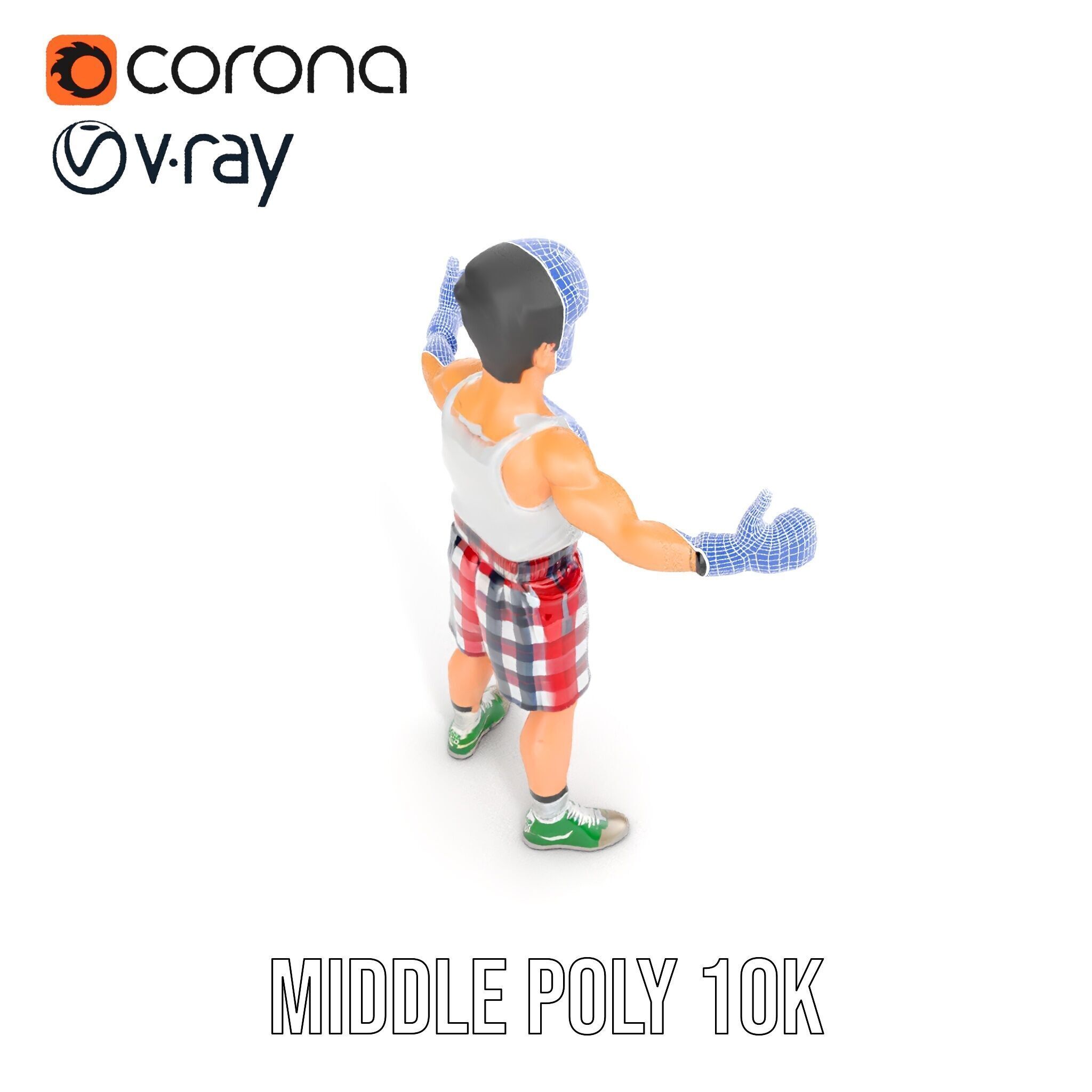 Young Athlete Character Model Rigged and Animated Low-poly 3D model_36