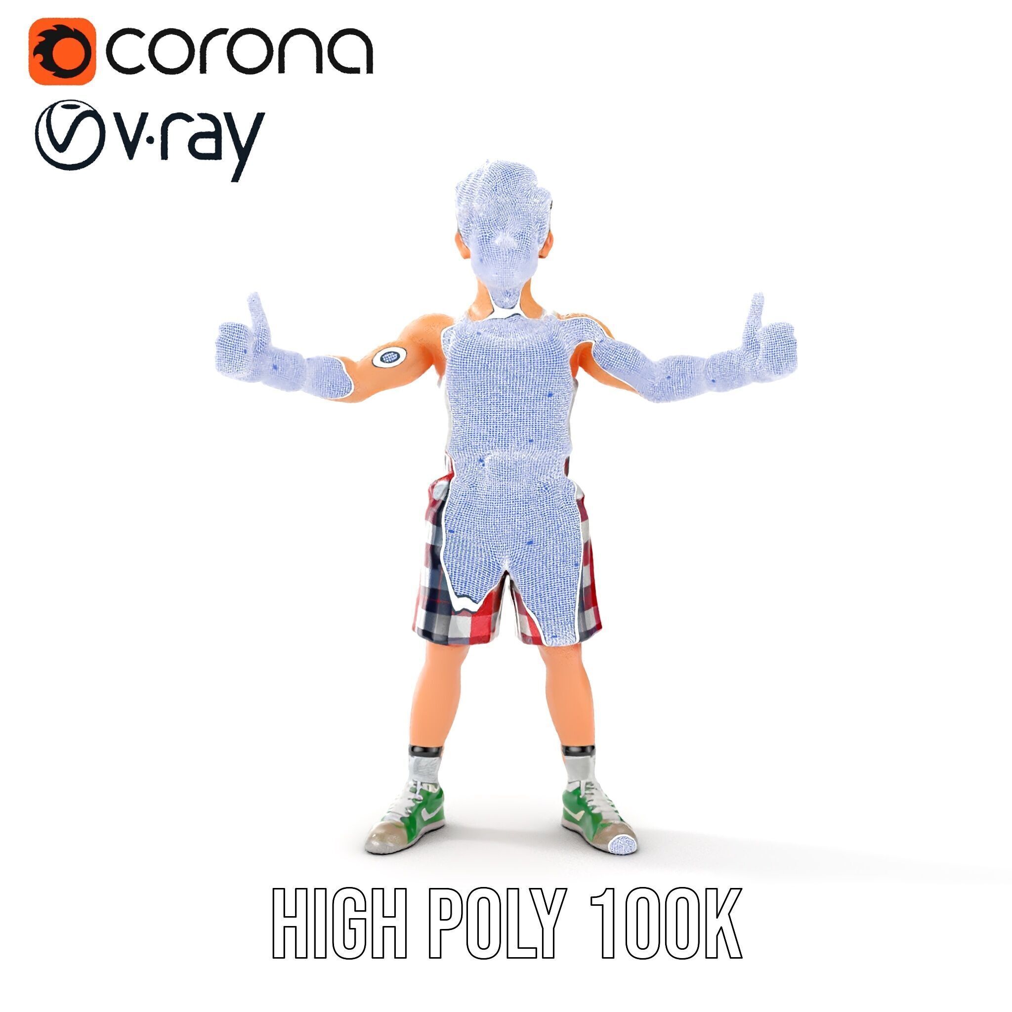 Young Athlete Character Model Rigged and Animated Low-poly 3D model_39