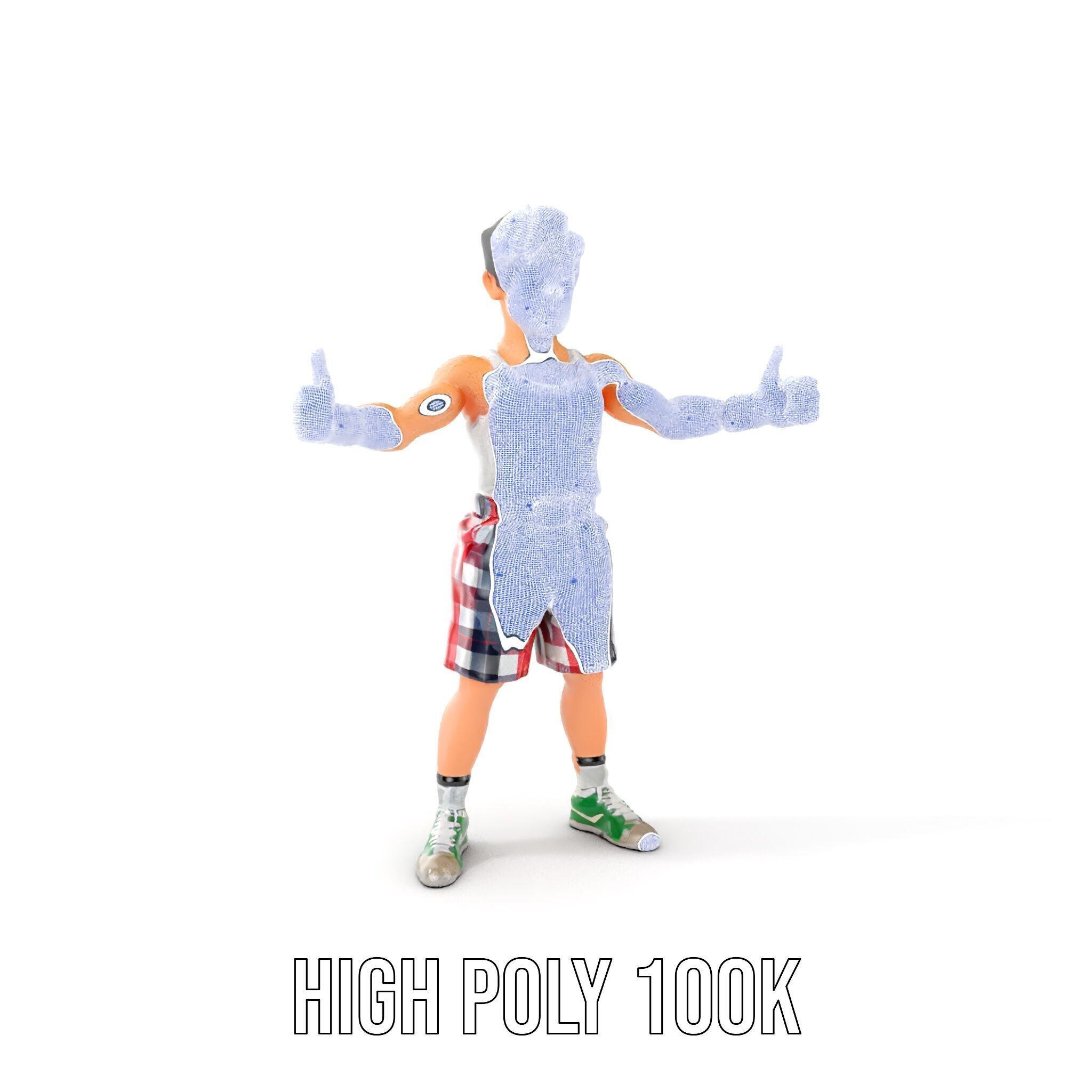 Young Athlete Character Model Rigged and Animated Low-poly 3D model_4