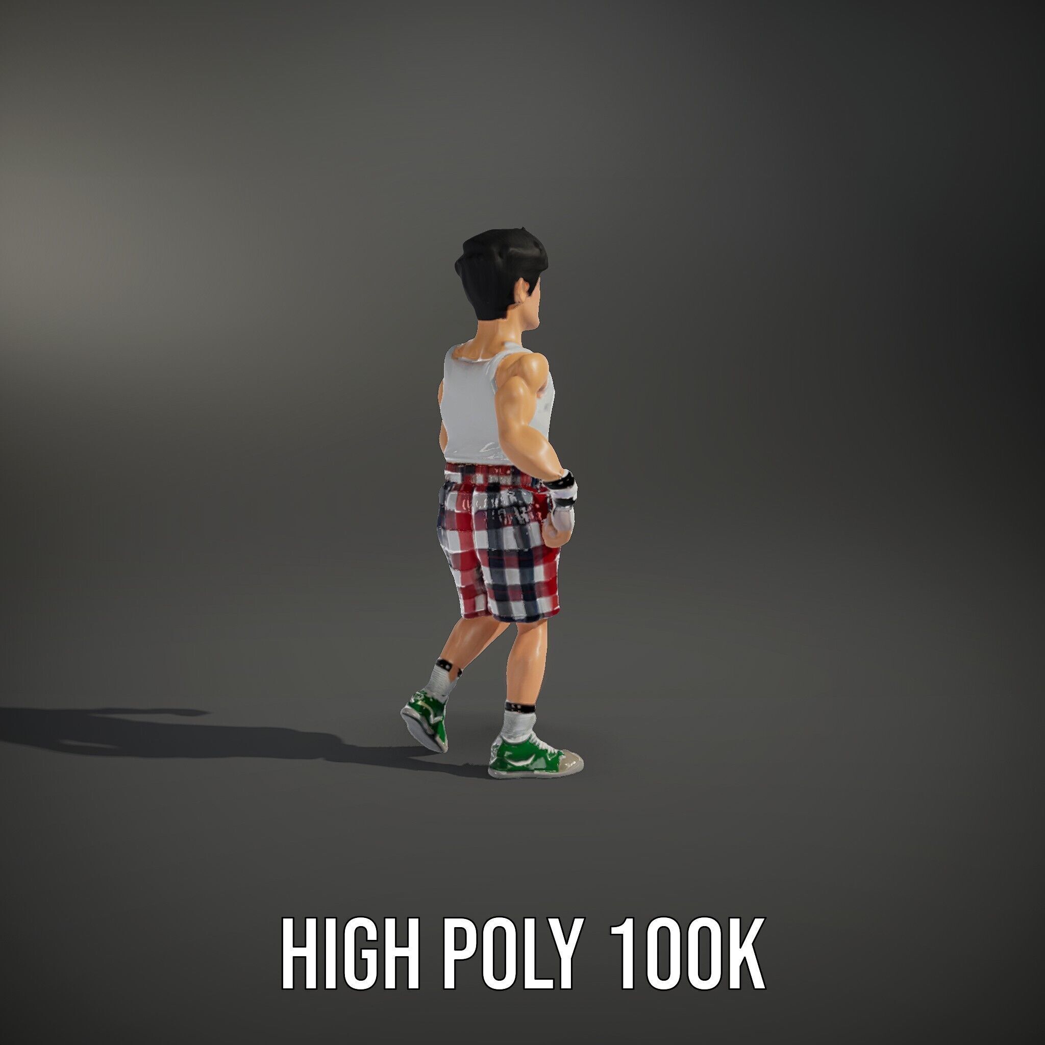 Young Athlete Character Model Rigged and Animated Low-poly 3D model_11