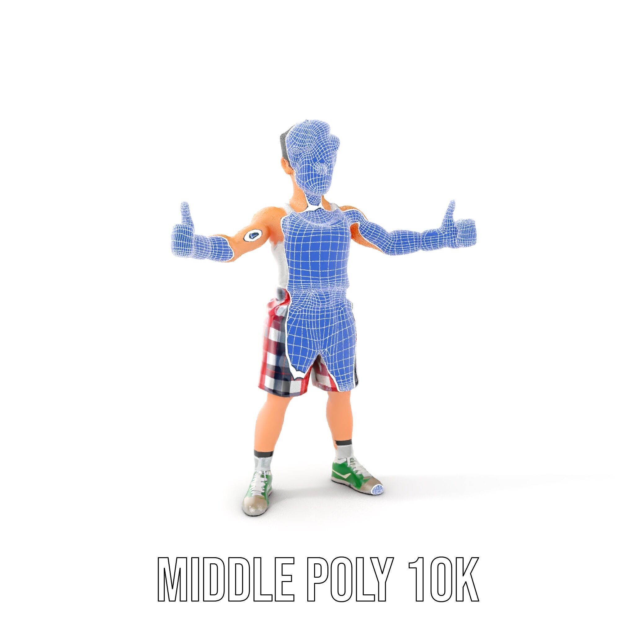Young Athlete Character Model Rigged and Animated Low-poly 3D model_30