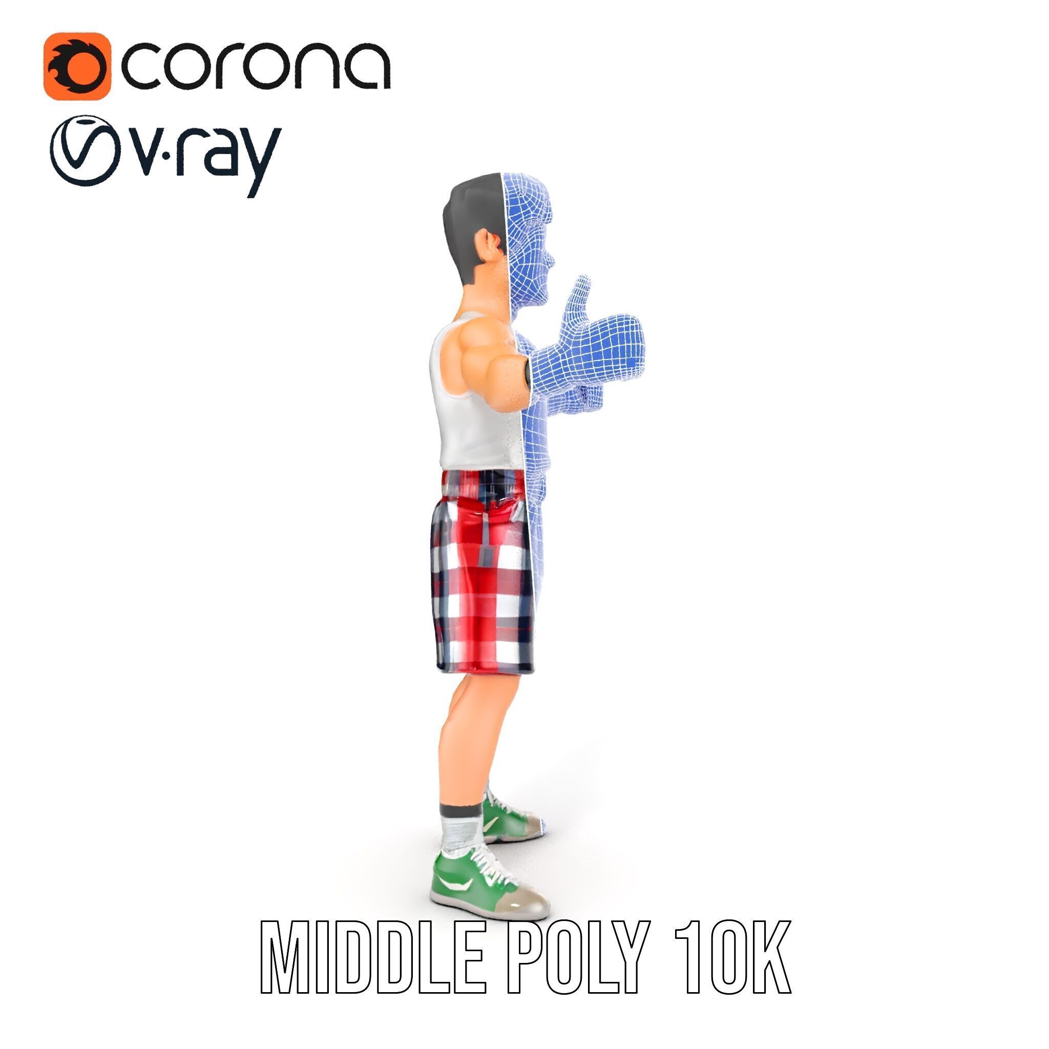 Young Athlete Character Model Rigged and Animated Low-poly 3D model_33