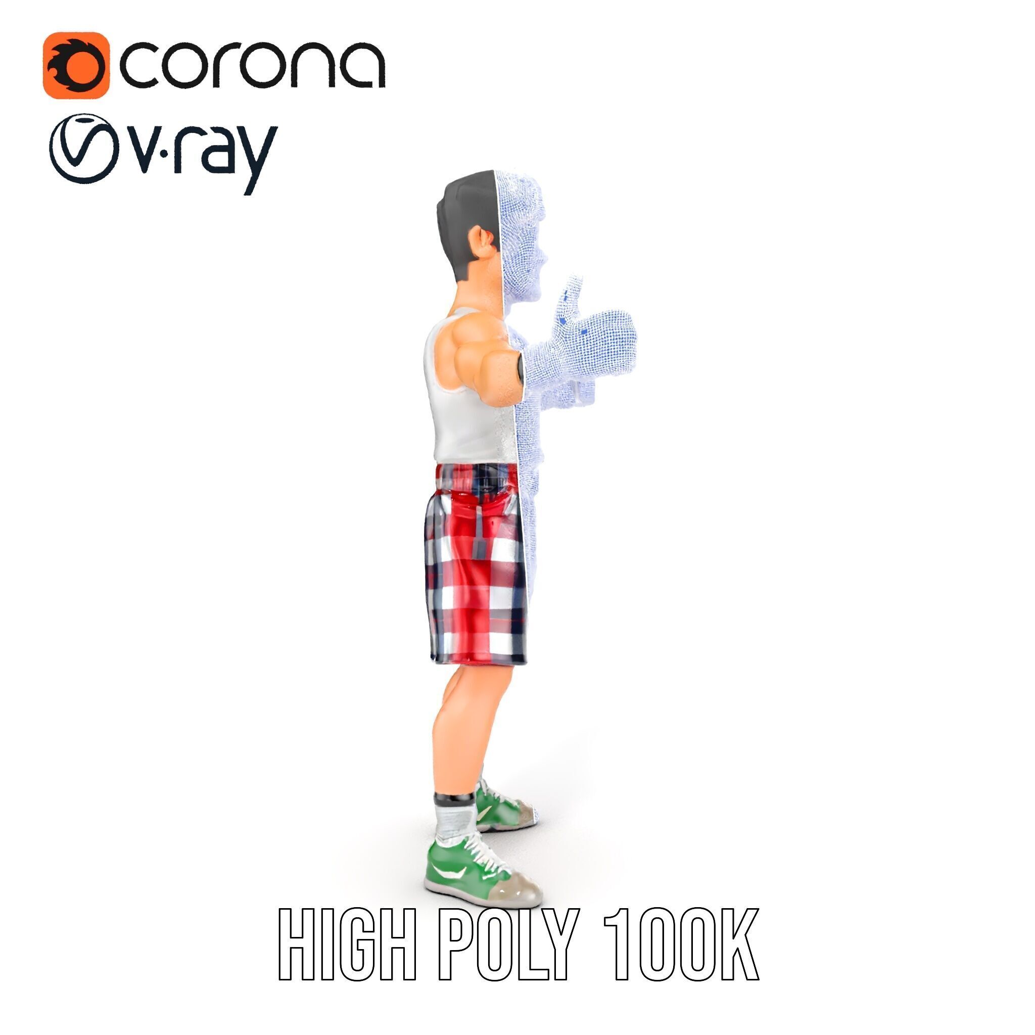 Young Athlete Character Model Rigged and Animated Low-poly 3D model_40