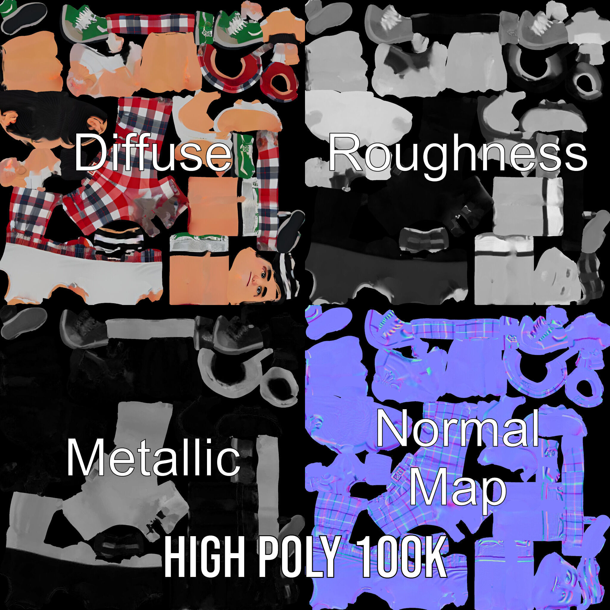 Young Athlete Character Model Rigged and Animated Low-poly 3D model_3