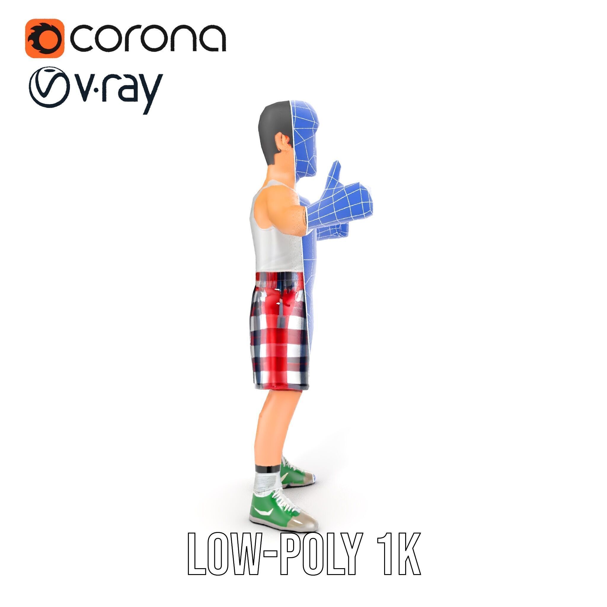 Young Athlete Character Model Rigged and Animated Low-poly 3D model_26