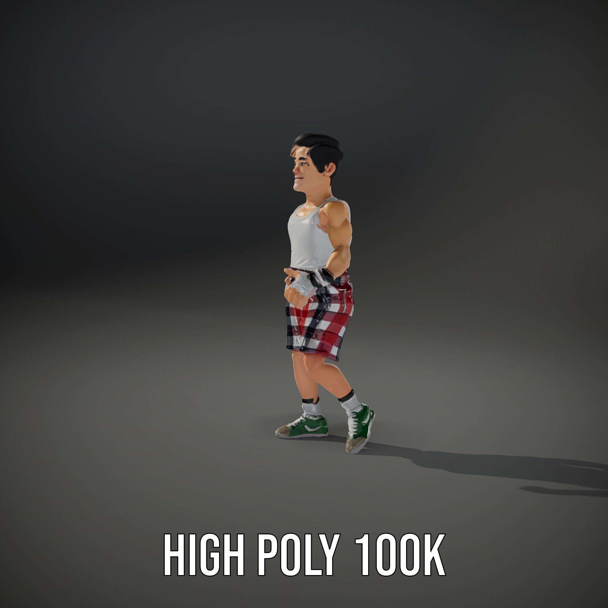 Young Athlete Character Model Rigged and Animated Low-poly 3D model_8