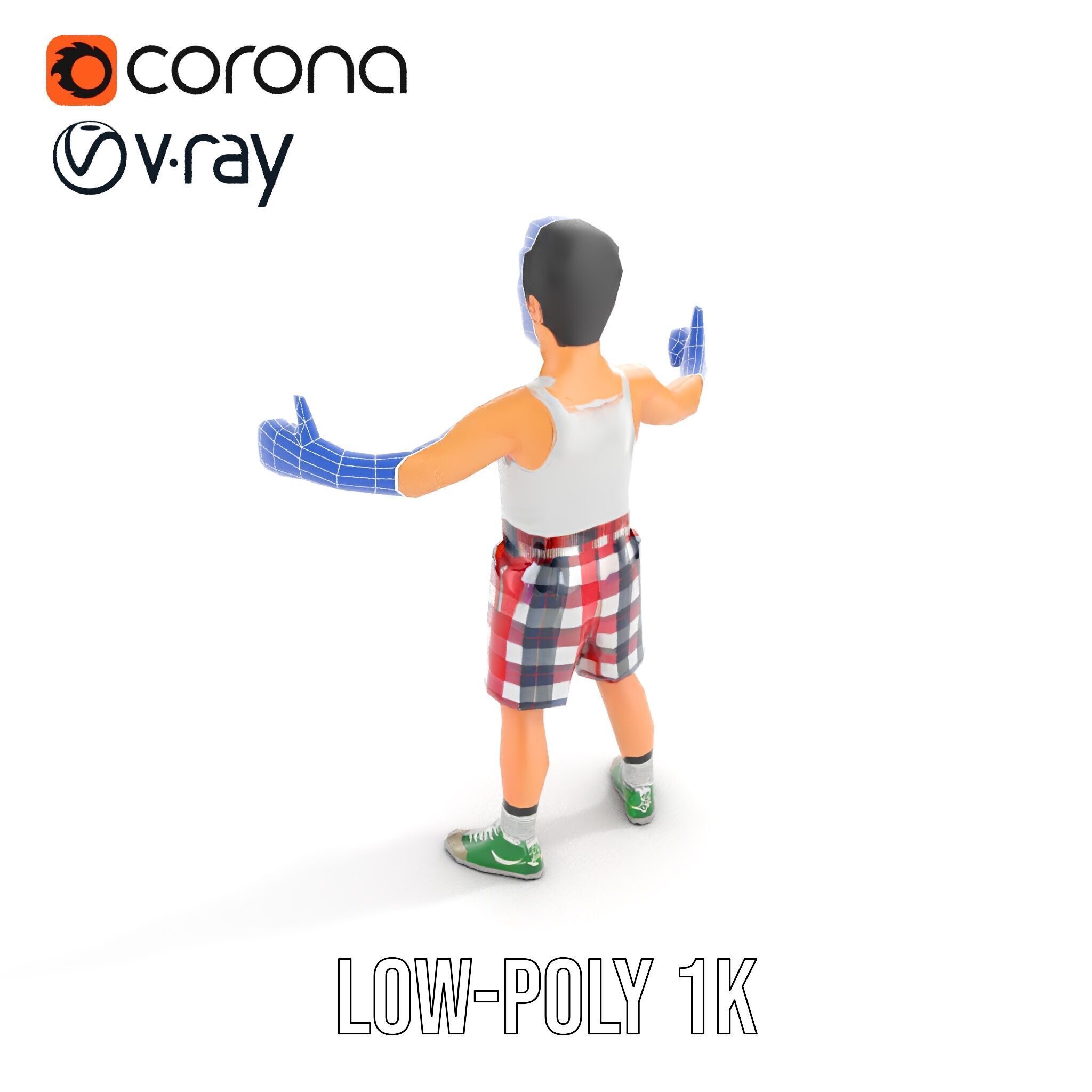 Young Athlete Character Model Rigged and Animated Low-poly 3D model_31