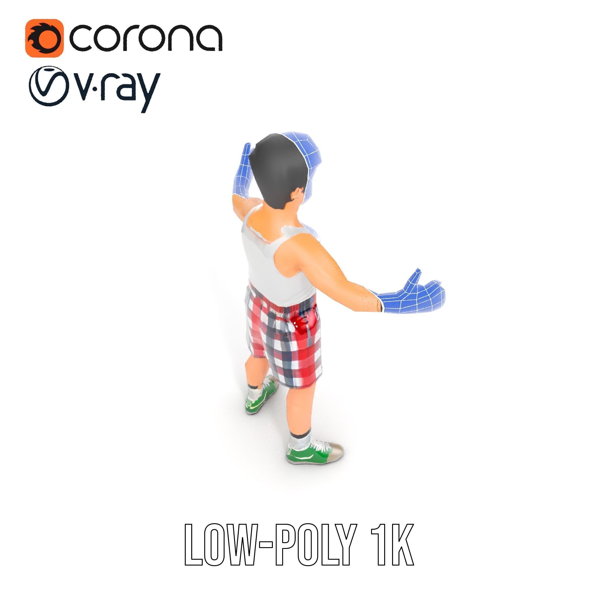 Young Athlete Character Model Rigged and Animated Low-poly 3D model_21