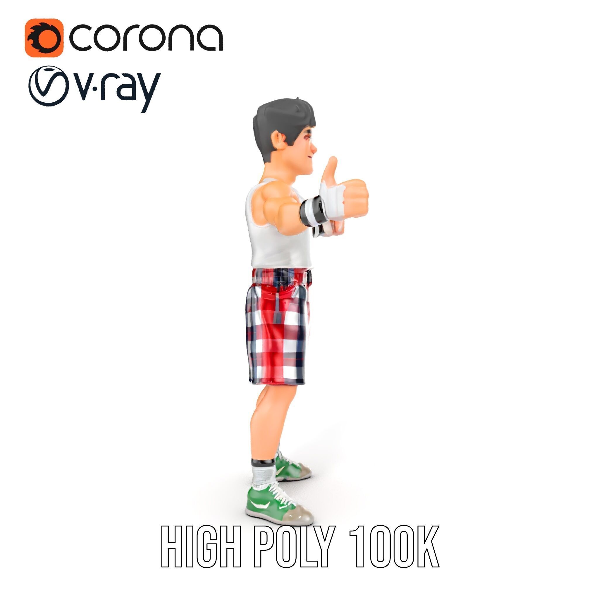 Young Athlete Character Model Rigged and Animated Low-poly 3D model_19