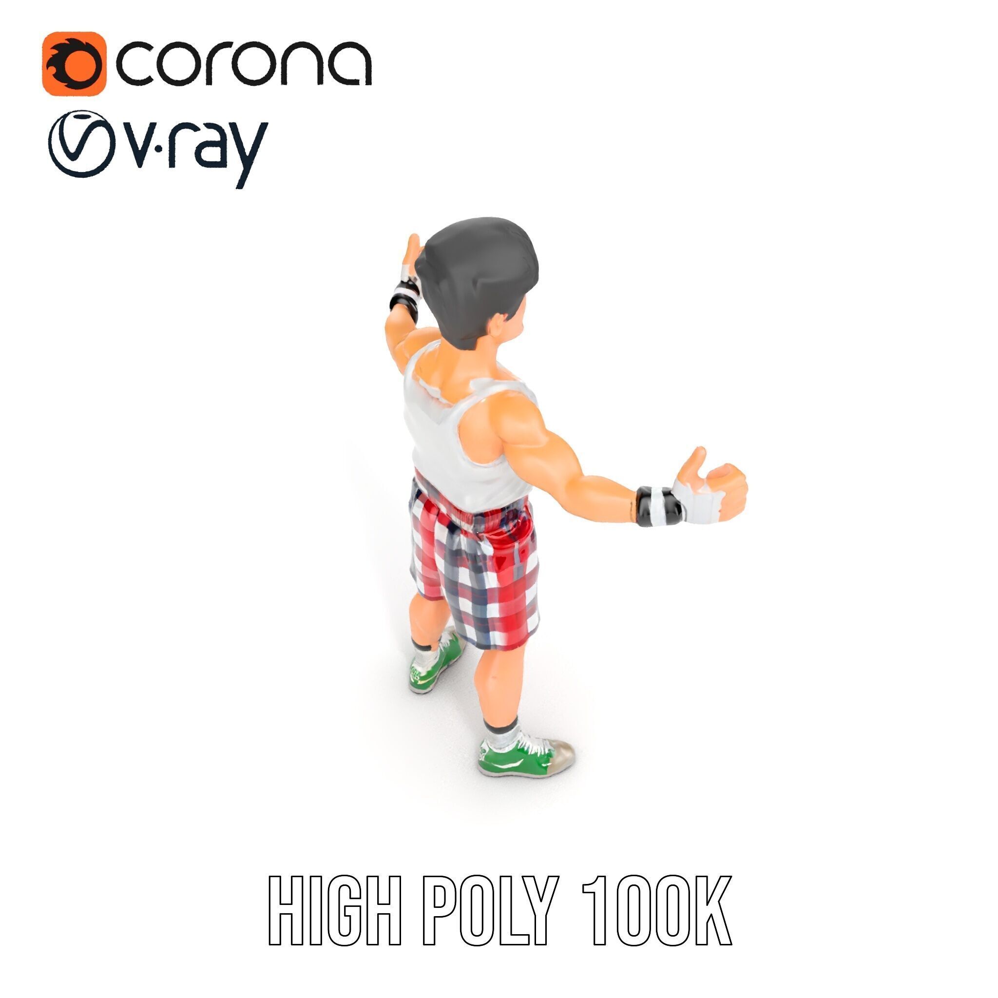 Young Athlete Character Model Rigged and Animated Low-poly 3D model_29