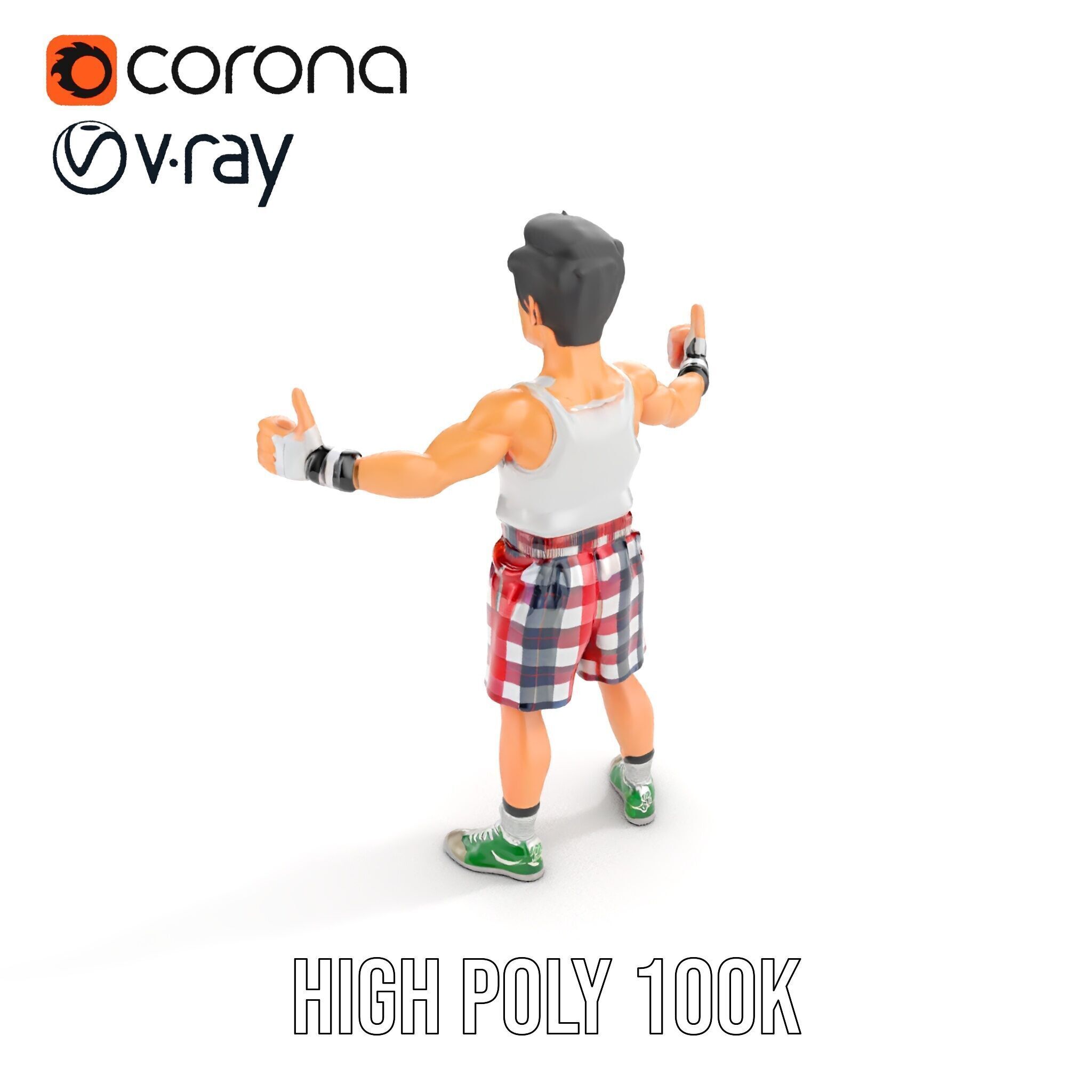 Young Athlete Character Model Rigged and Animated Low-poly 3D model_32