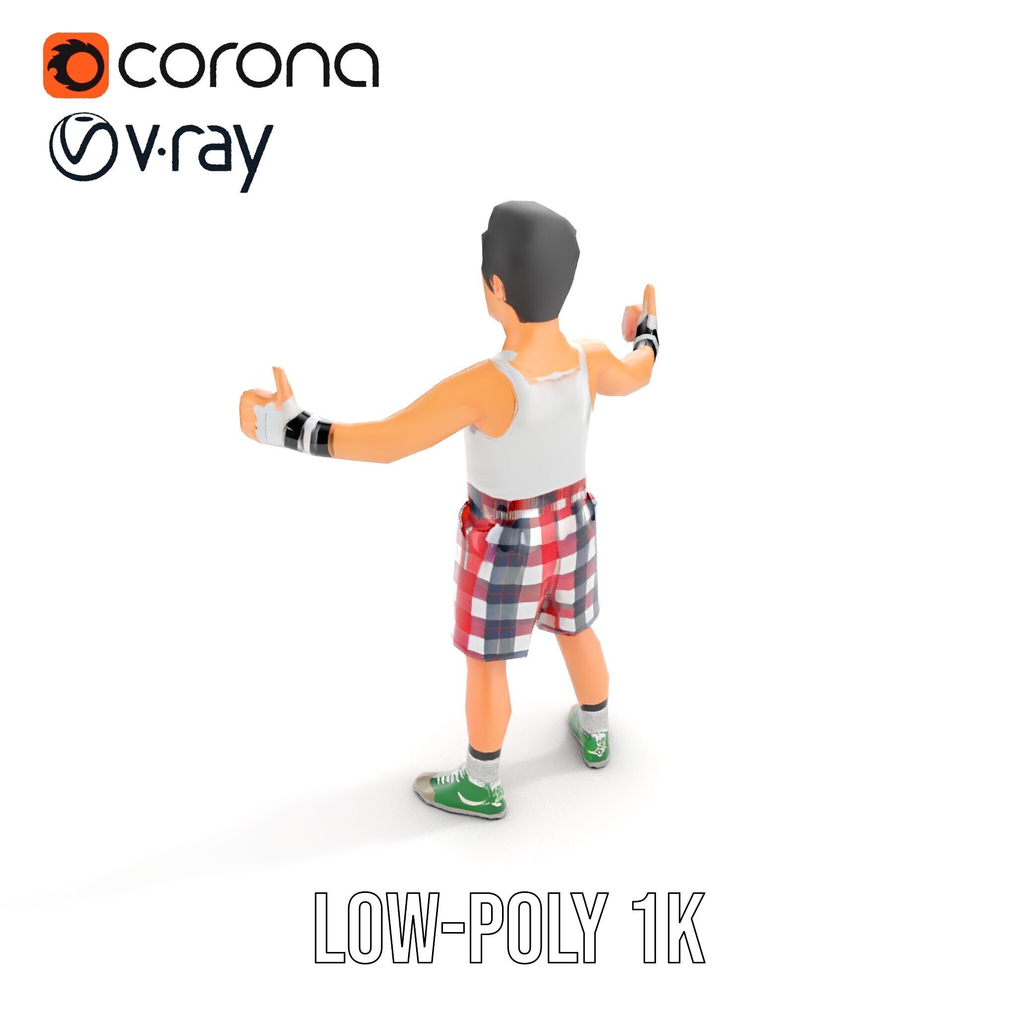 Young Athlete Character Model Rigged and Animated Low-poly 3D model_7