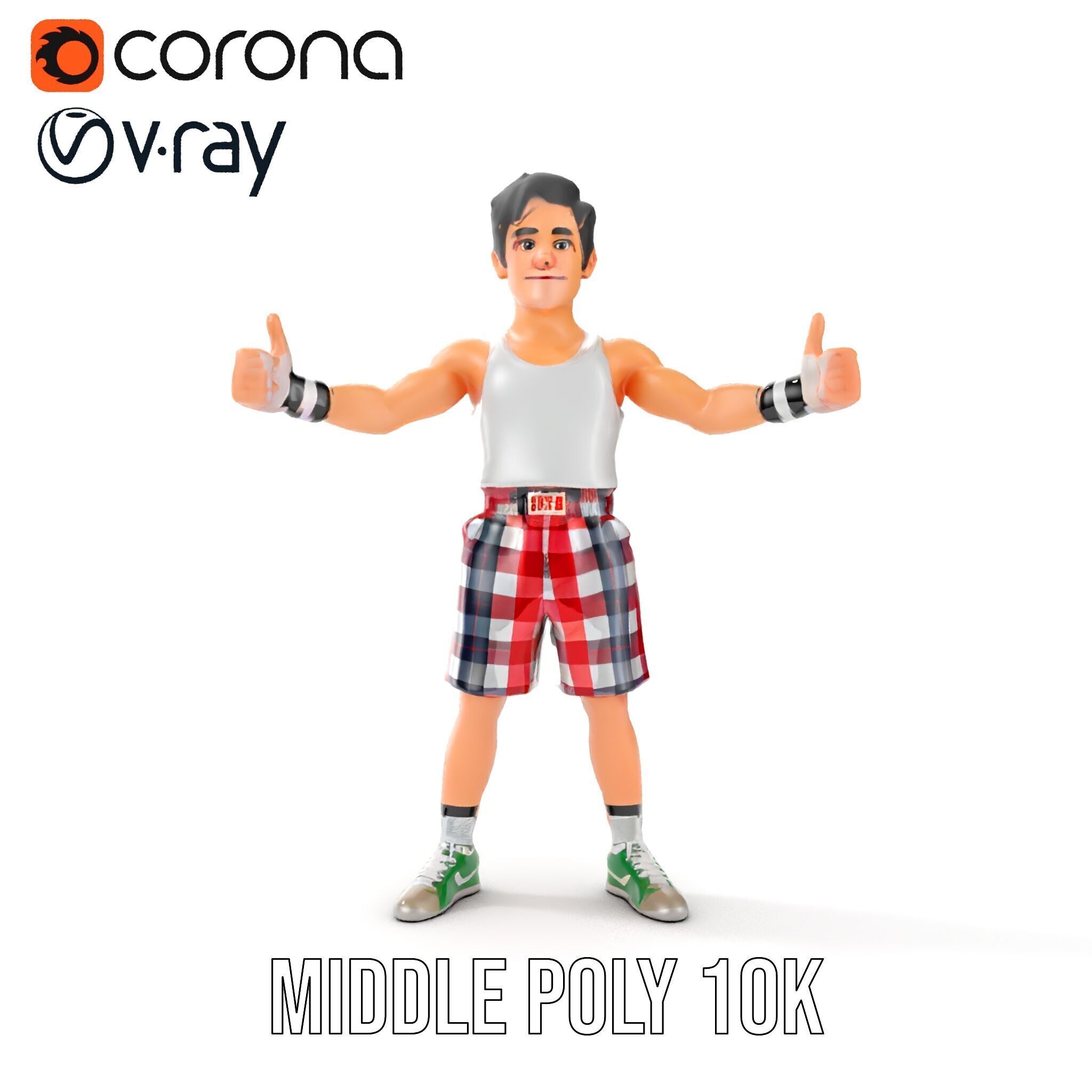 Young Athlete Character Model Rigged and Animated Low-poly 3D model_25