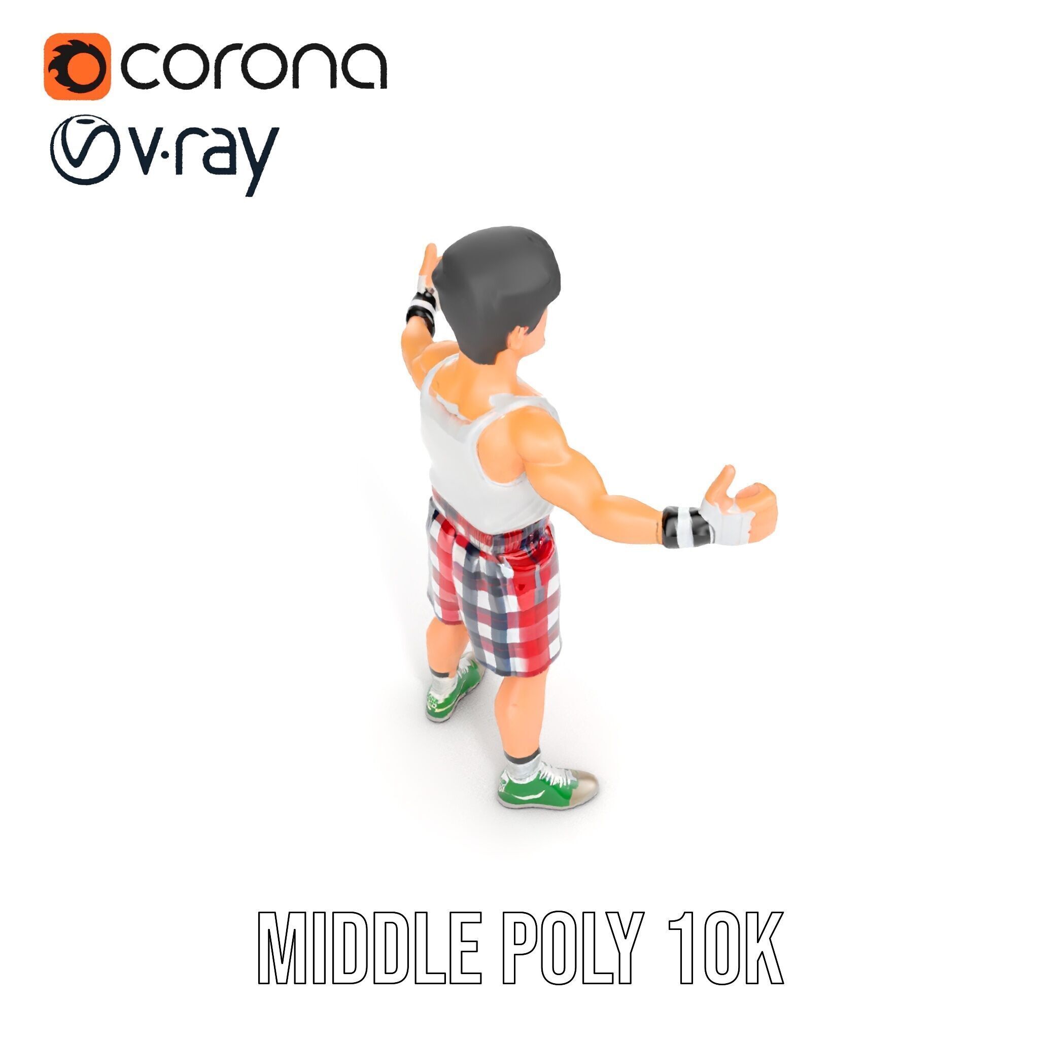 Young Athlete Character Model Rigged and Animated Low-poly 3D model_27