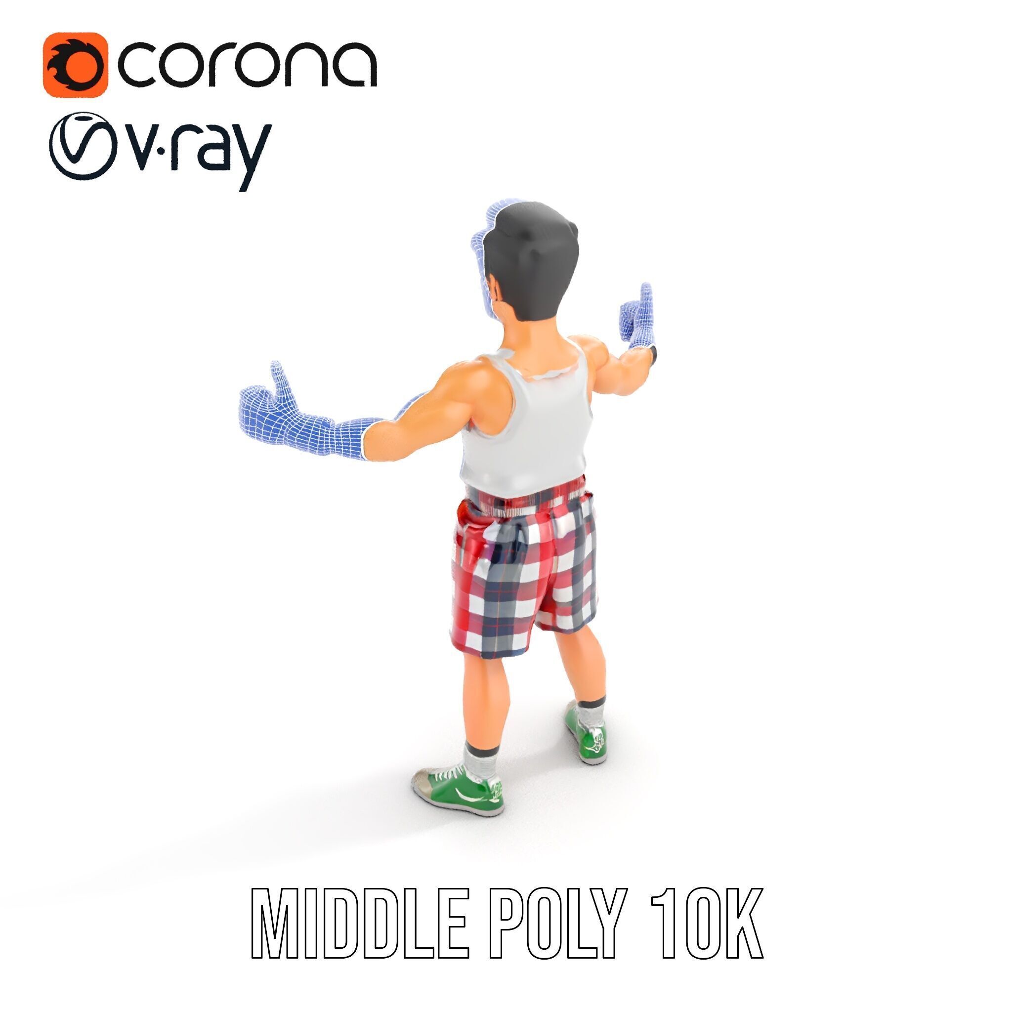 Young Athlete Character Model Rigged and Animated Low-poly 3D model_17