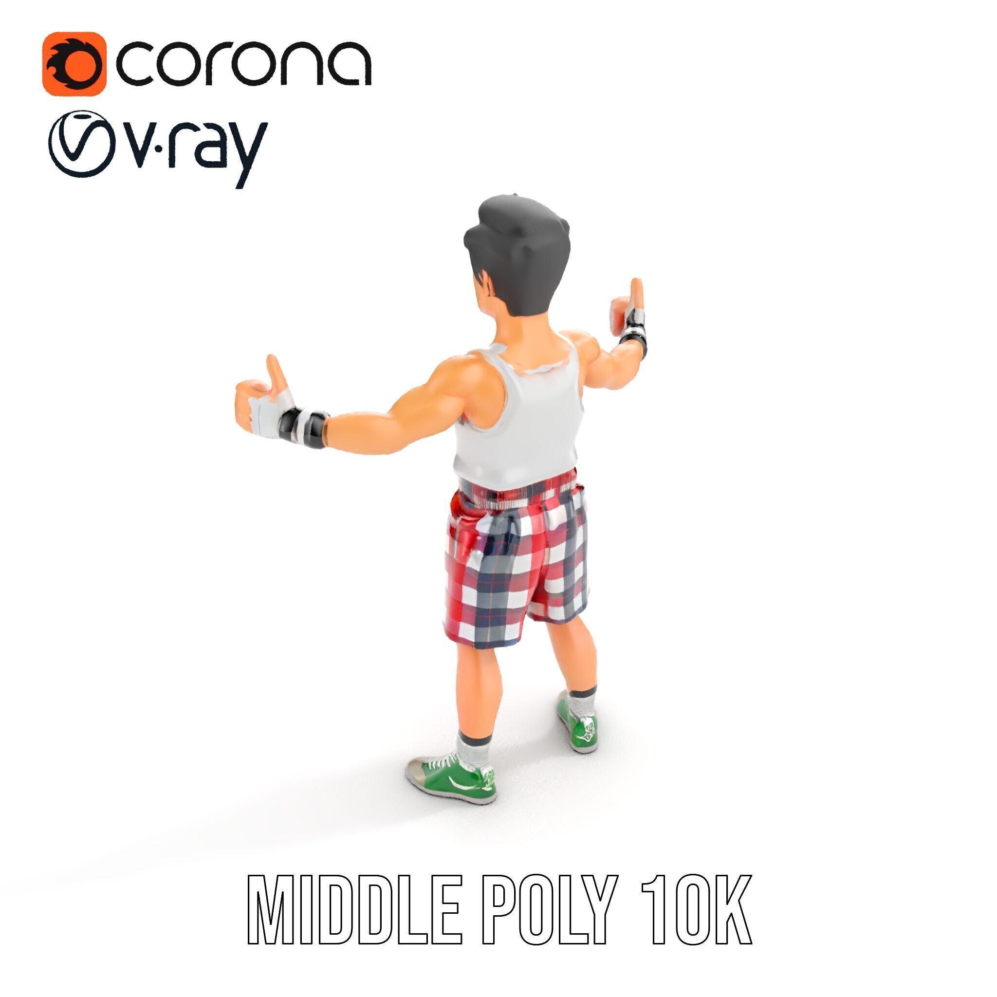 Young Athlete Character Model Rigged and Animated Low-poly 3D model_15