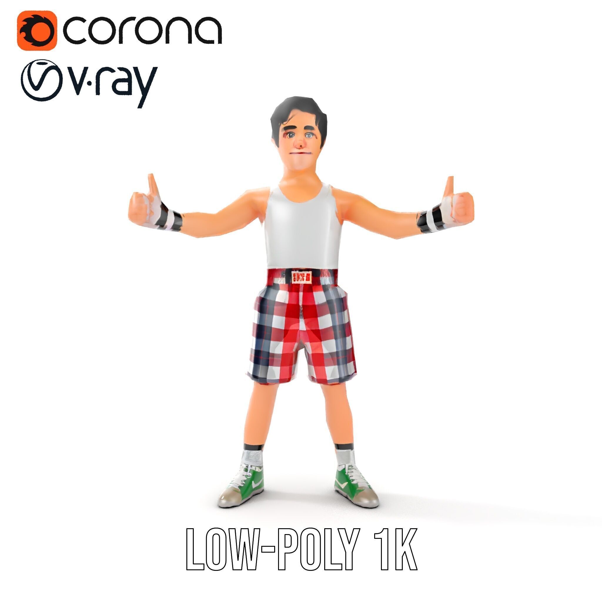 Young Athlete Character Model Rigged and Animated Low-poly 3D model_13