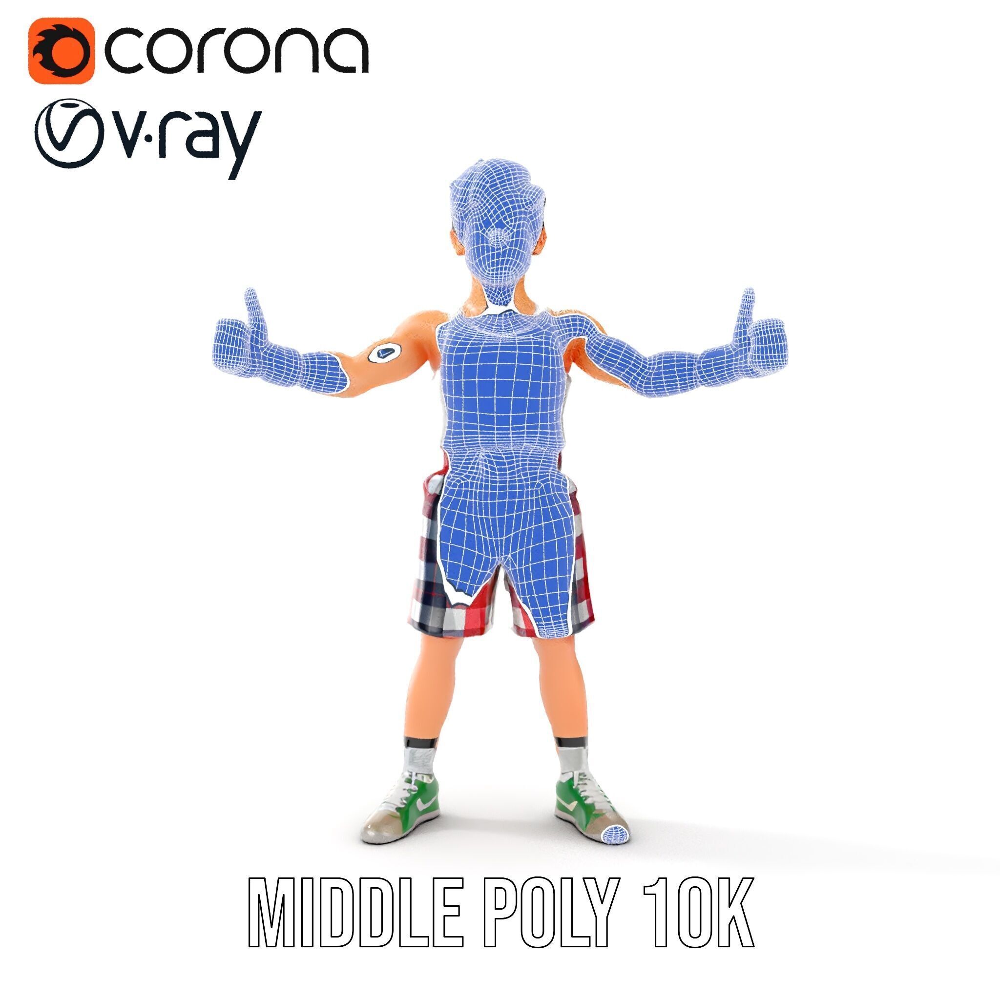 Young Athlete Character Model Rigged and Animated Low-poly 3D model_20