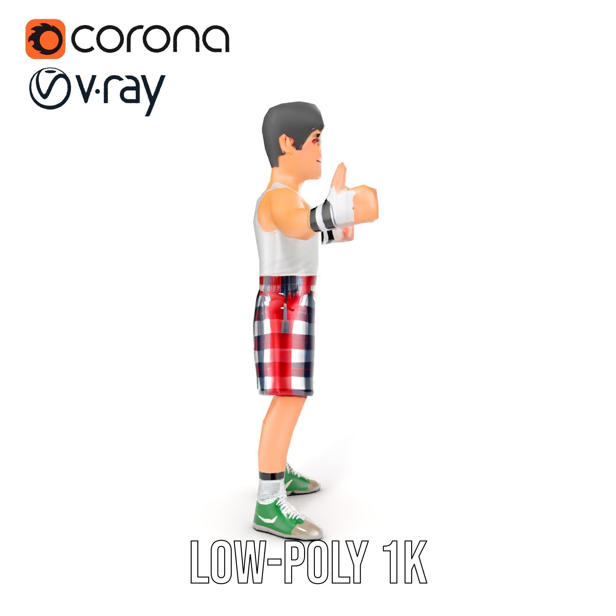 Young Athlete Character Model Rigged and Animated Low-poly 3D model_16