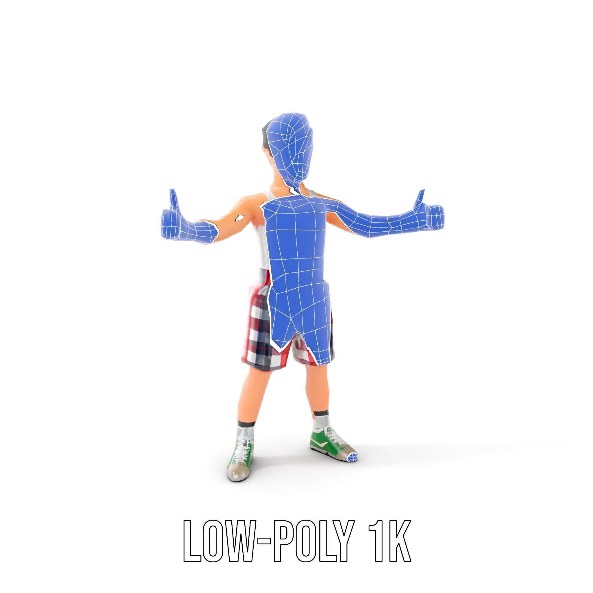 Young Athlete Character Model Rigged and Animated Low-poly 3D model_28