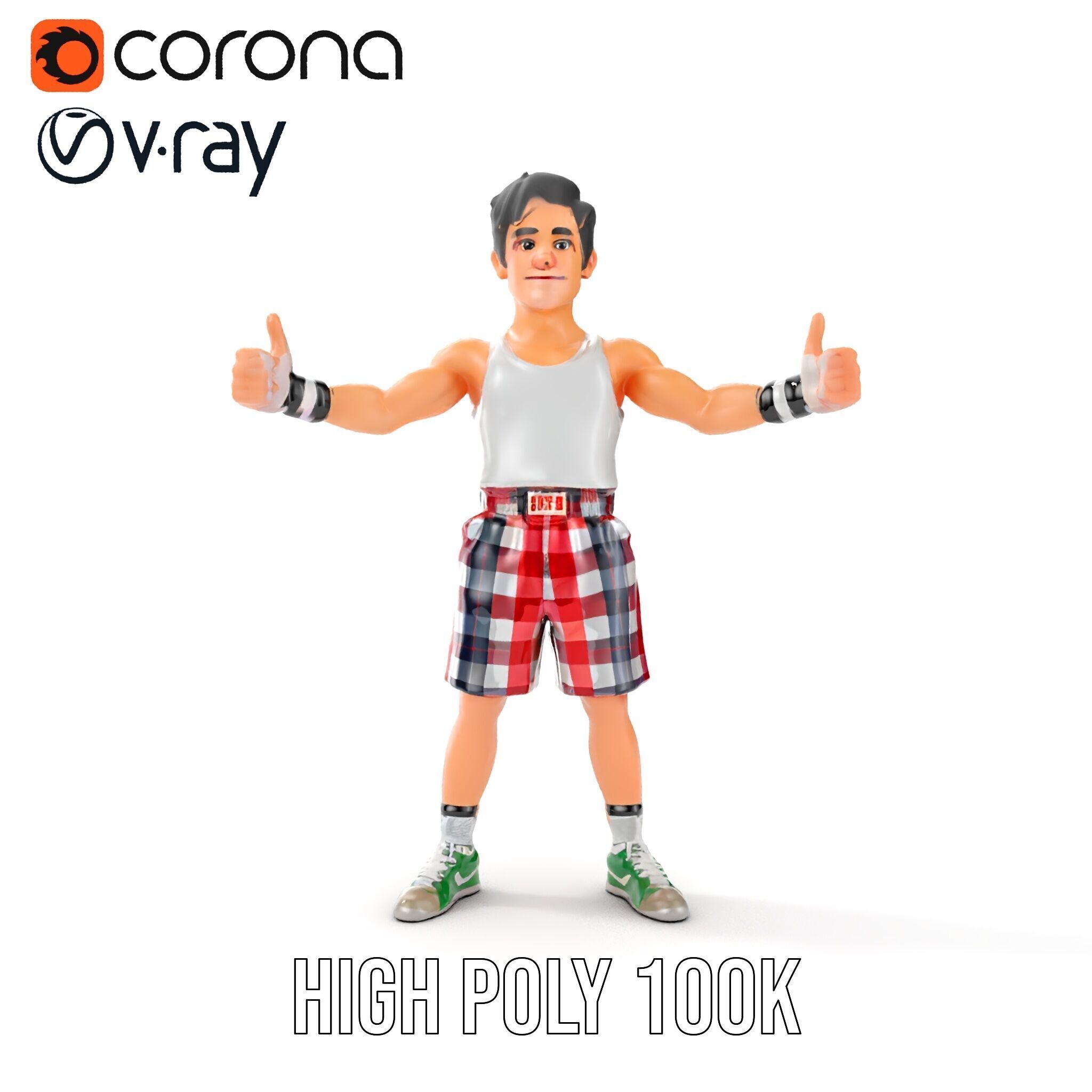 Young Athlete Character Model Rigged and Animated Low-poly 3D model_24