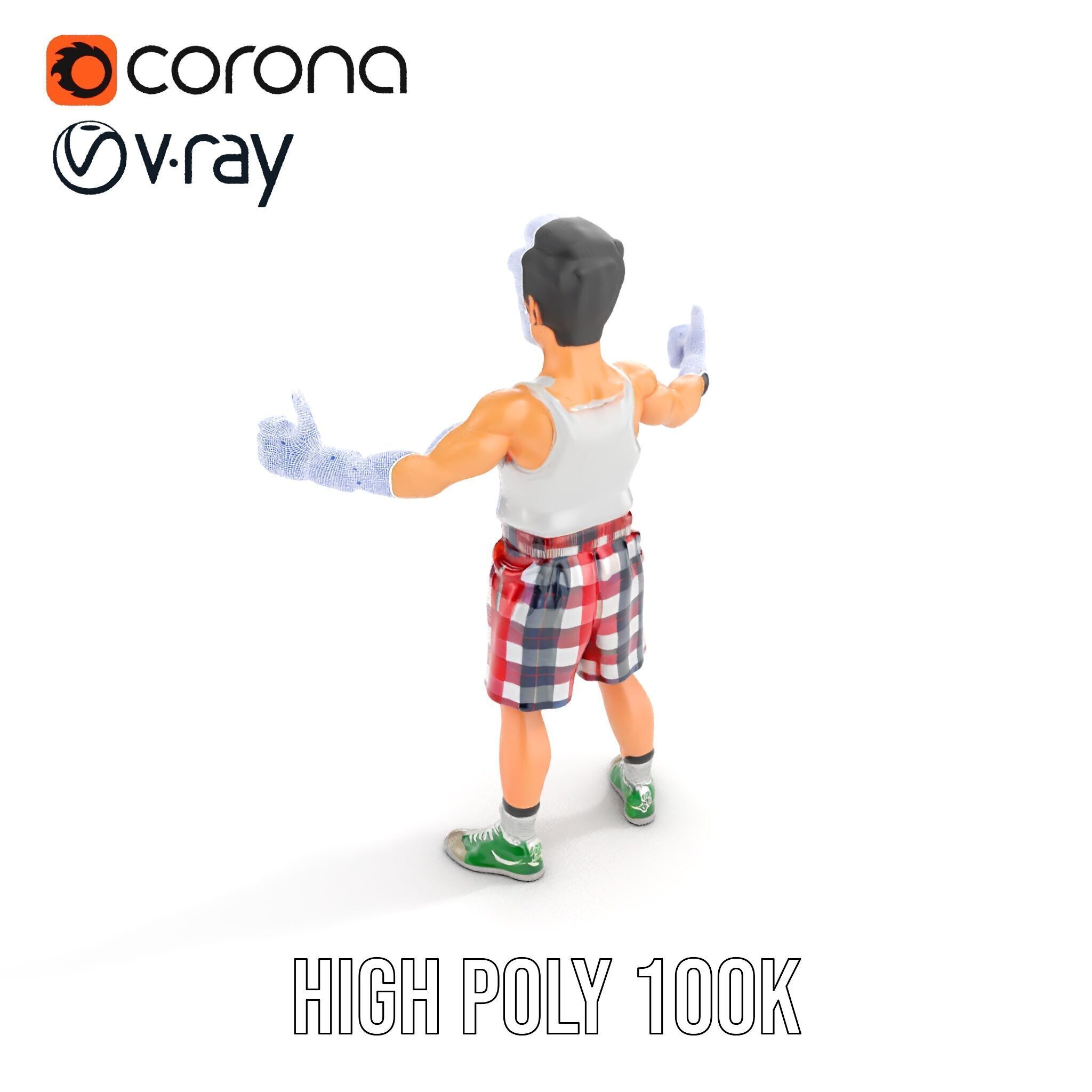 Young Athlete Character Model Rigged and Animated Low-poly 3D model_35