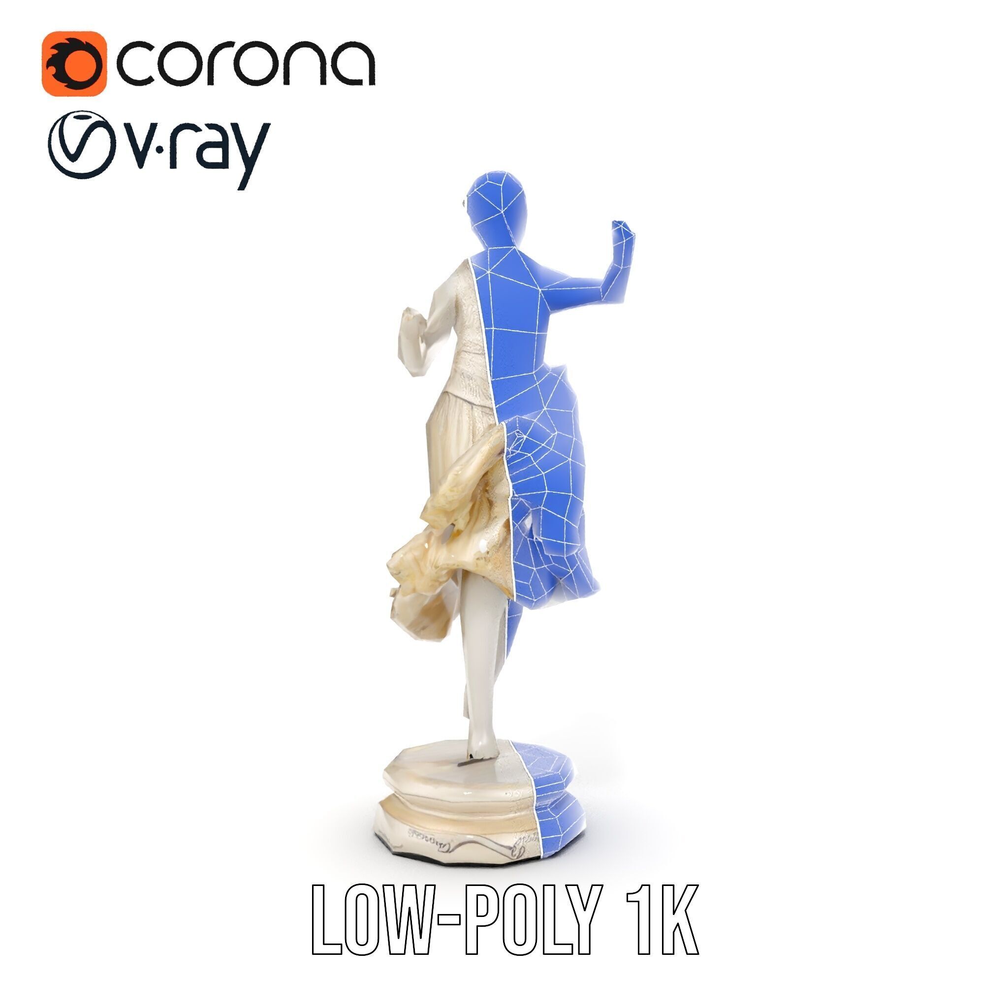 Graceful Dance Statue Model Pack Low-poly 3D model_32