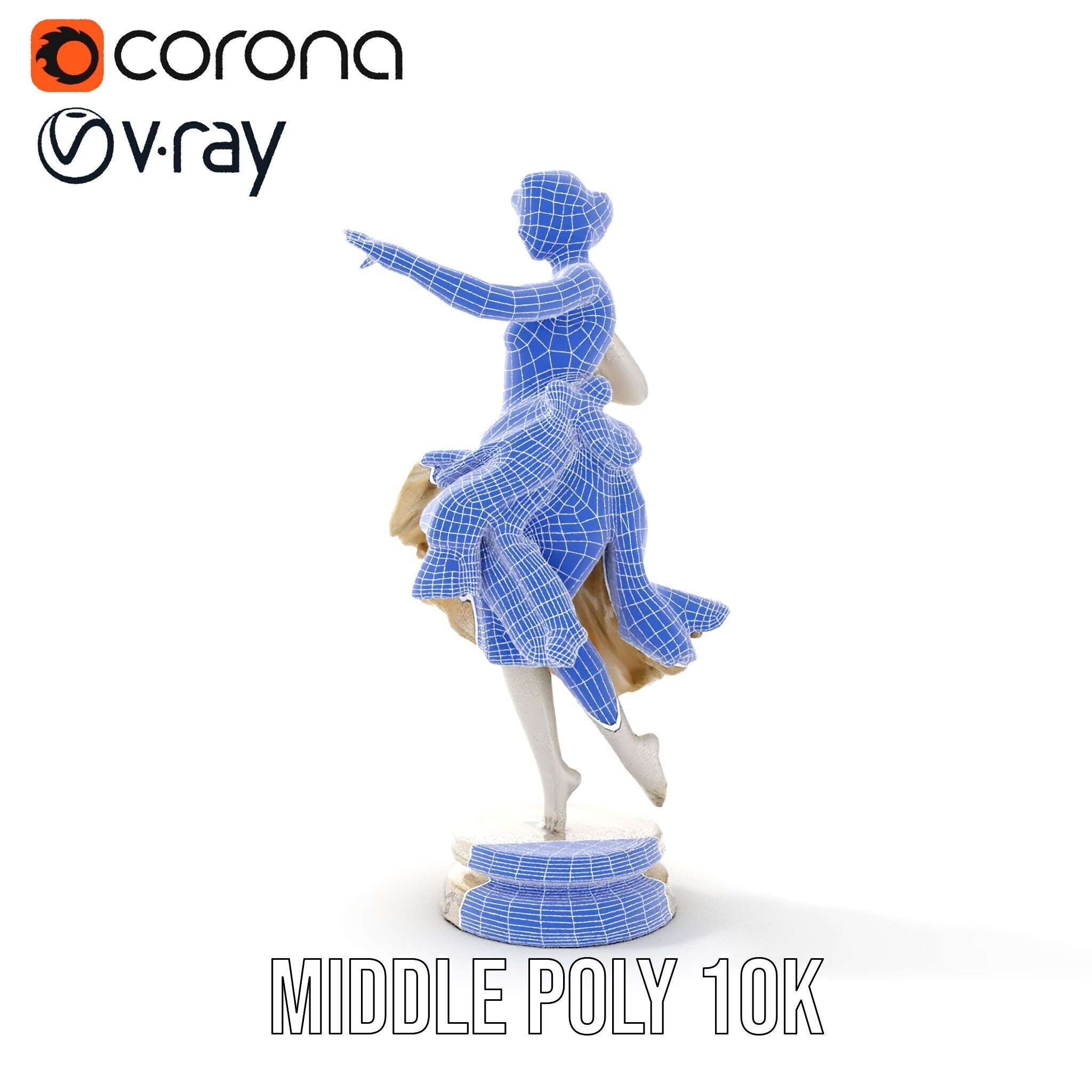 Graceful Dance Statue Model Pack Low-poly 3D model_19