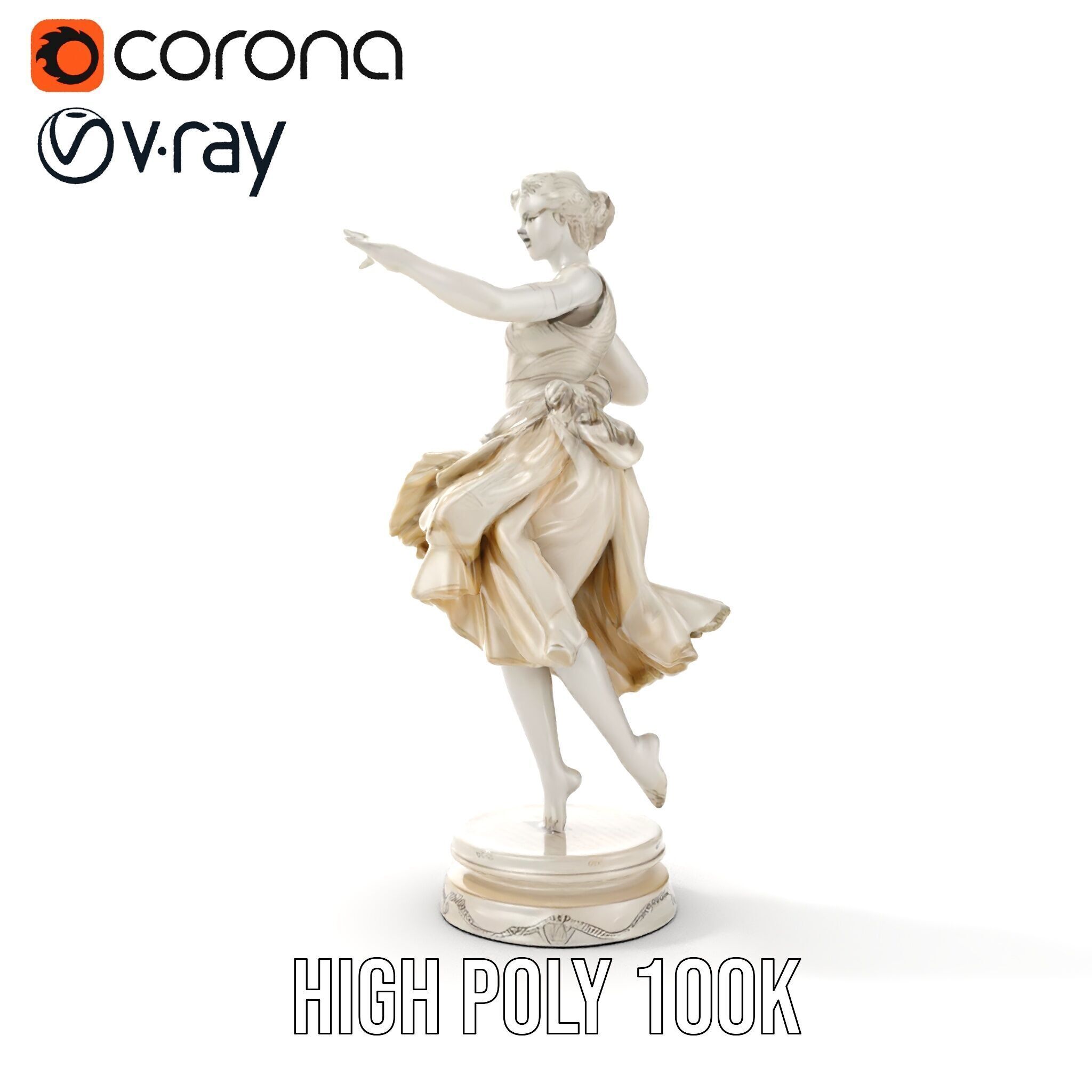 Graceful Dance Statue Model Pack Low-poly 3D model_27
