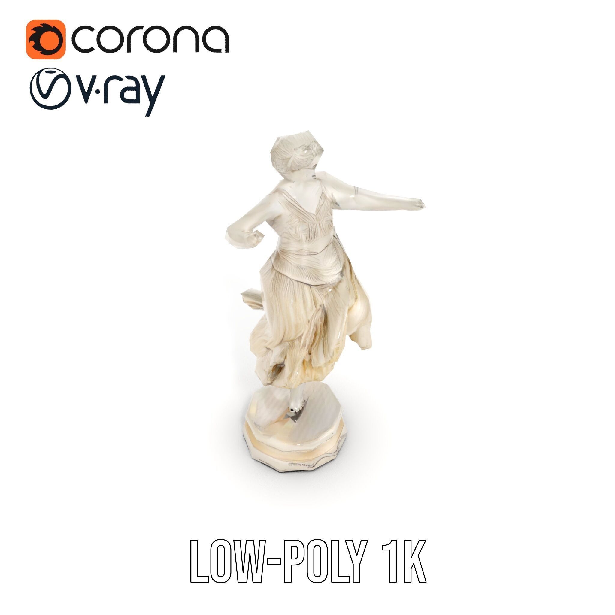 Graceful Dance Statue Model Pack Low-poly 3D model_7