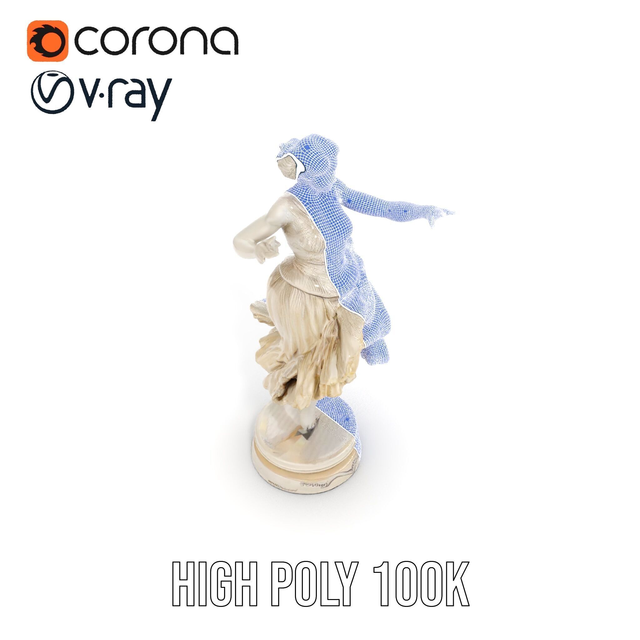 Graceful Dance Statue Model Pack Low-poly 3D model_36