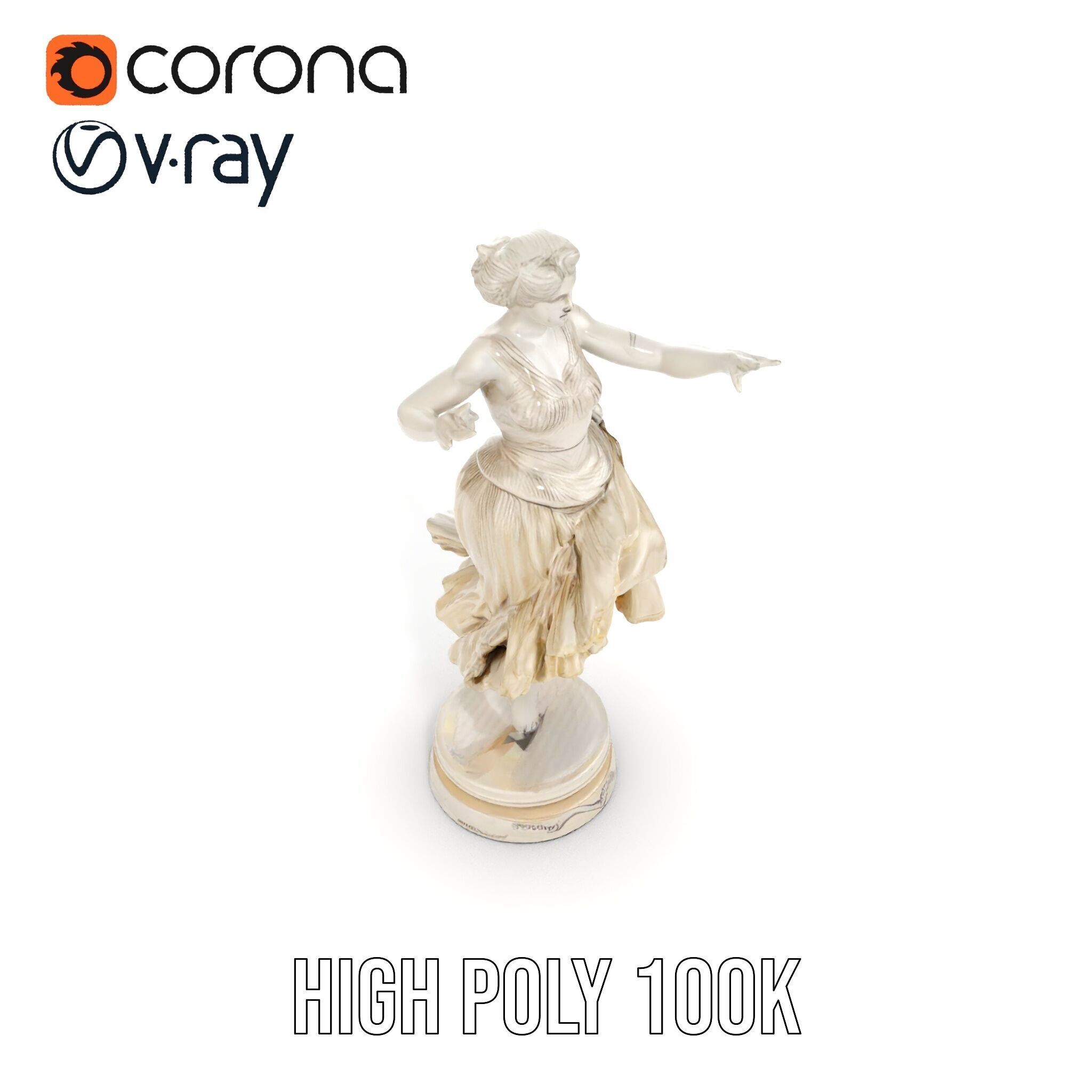 Graceful Dance Statue Model Pack Low-poly 3D model_33