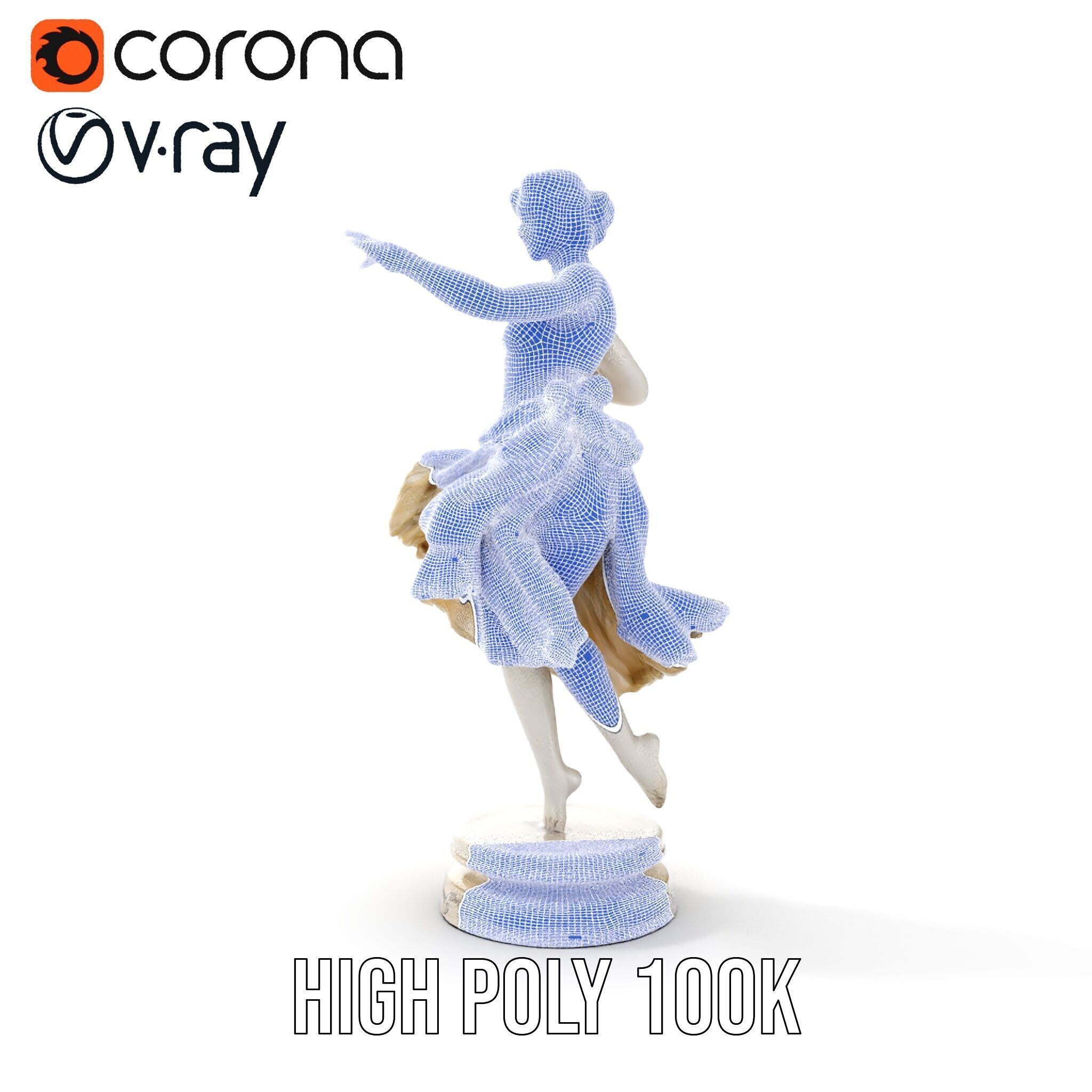 Graceful Dance Statue Model Pack Low-poly 3D model_37