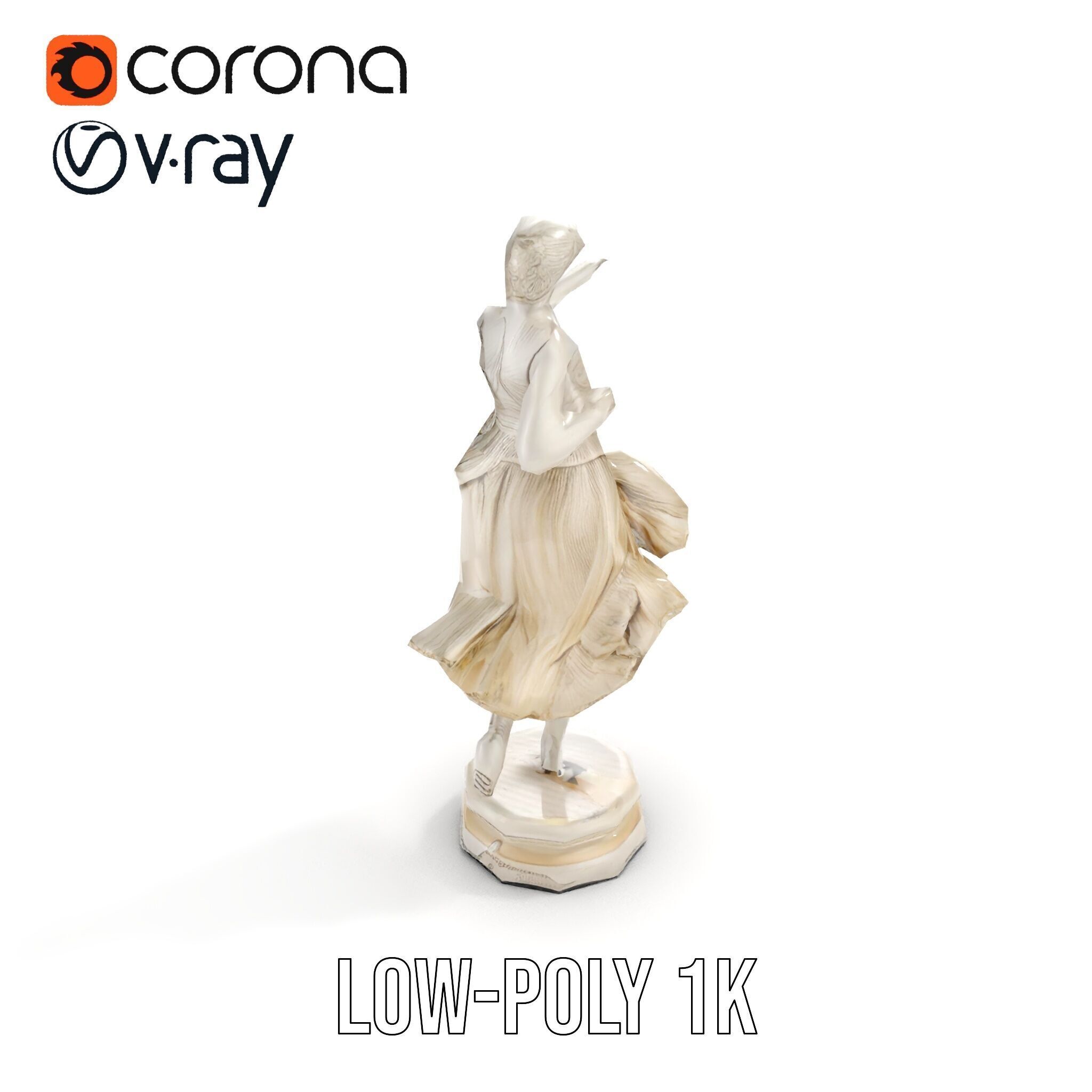 Graceful Dance Statue Model Pack Low-poly 3D model_20