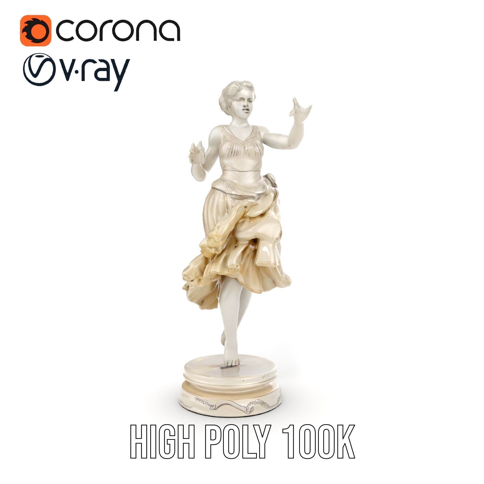 Graceful Dance Statue Model Pack Low-poly 3D model_21