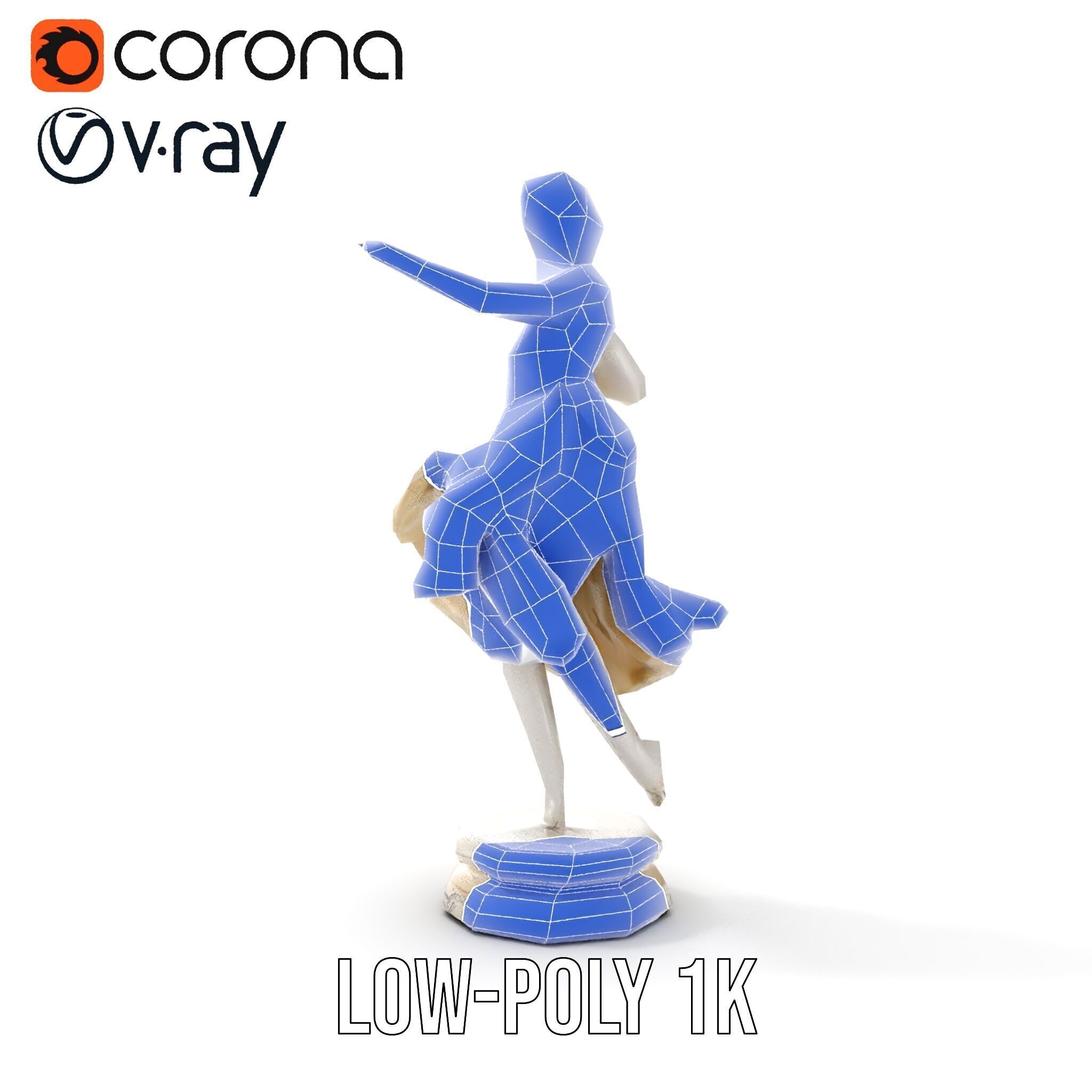 Graceful Dance Statue Model Pack Low-poly 3D model_29