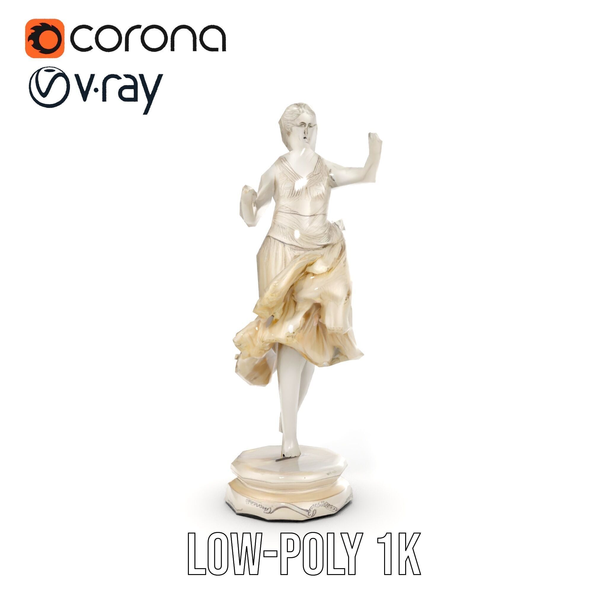 Graceful Dance Statue Model Pack Low-poly 3D model_13